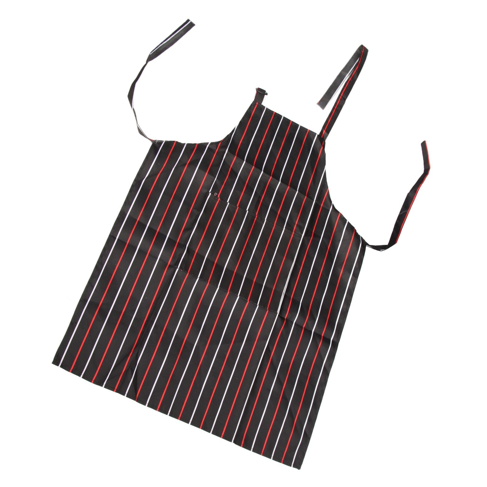 Bib Apron Waterproof Adjustable Kitchen Cooking Aprons with Dual Pockets for Kitchens Restaurants BakersRed and White Bars - Image 2