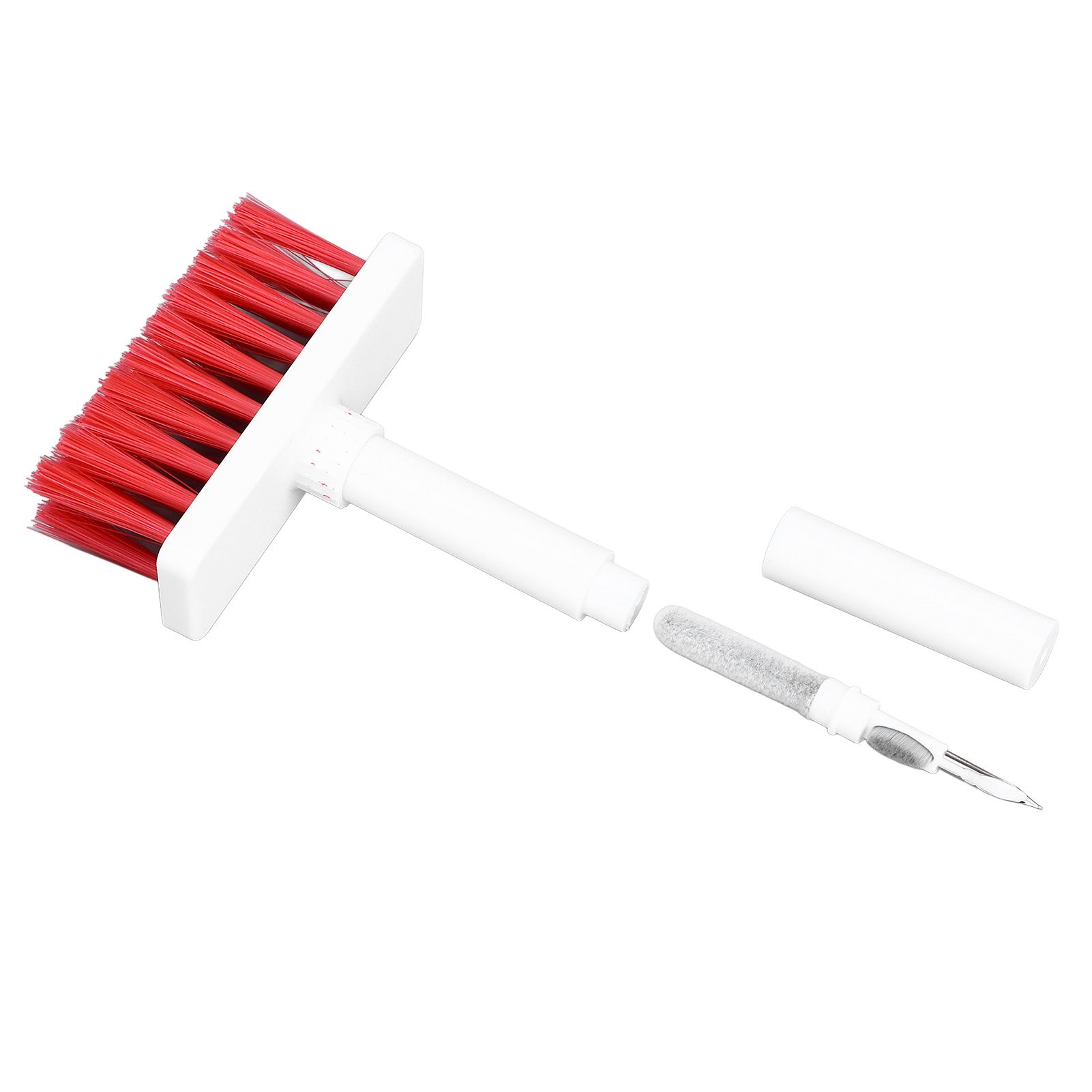 Keyboard Brush Separate Double Head Design 5 in 1 Multifunction 3 Row Design Plastic Cleaning Brush Pen for HeadphonesWhite Red - Image 6