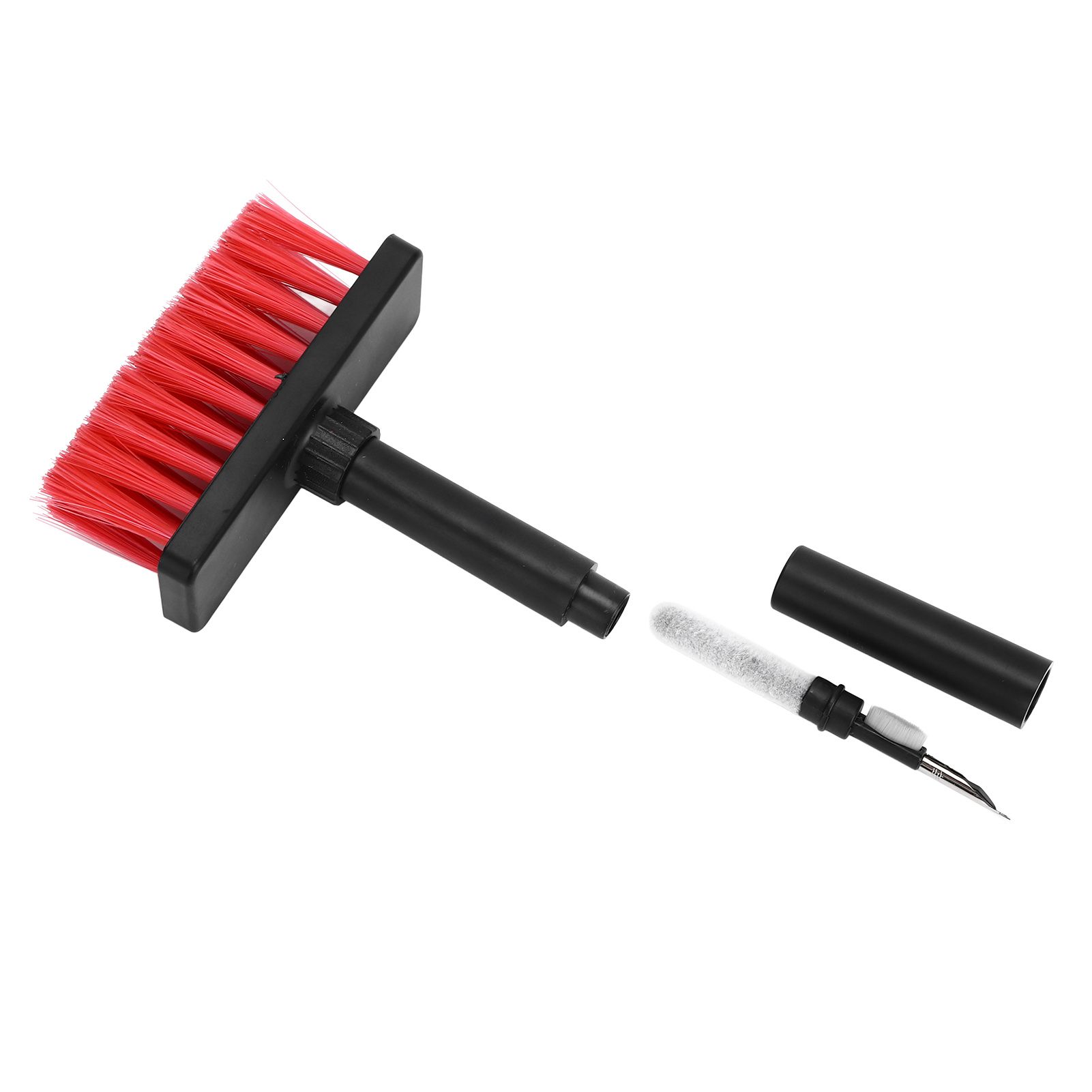Keyboard Brush Separate Double Head Design 5 in 1 Multifunction 3 Row Design Plastic Cleaning Brush Pen for HeadphonesBlack Red - Image 7