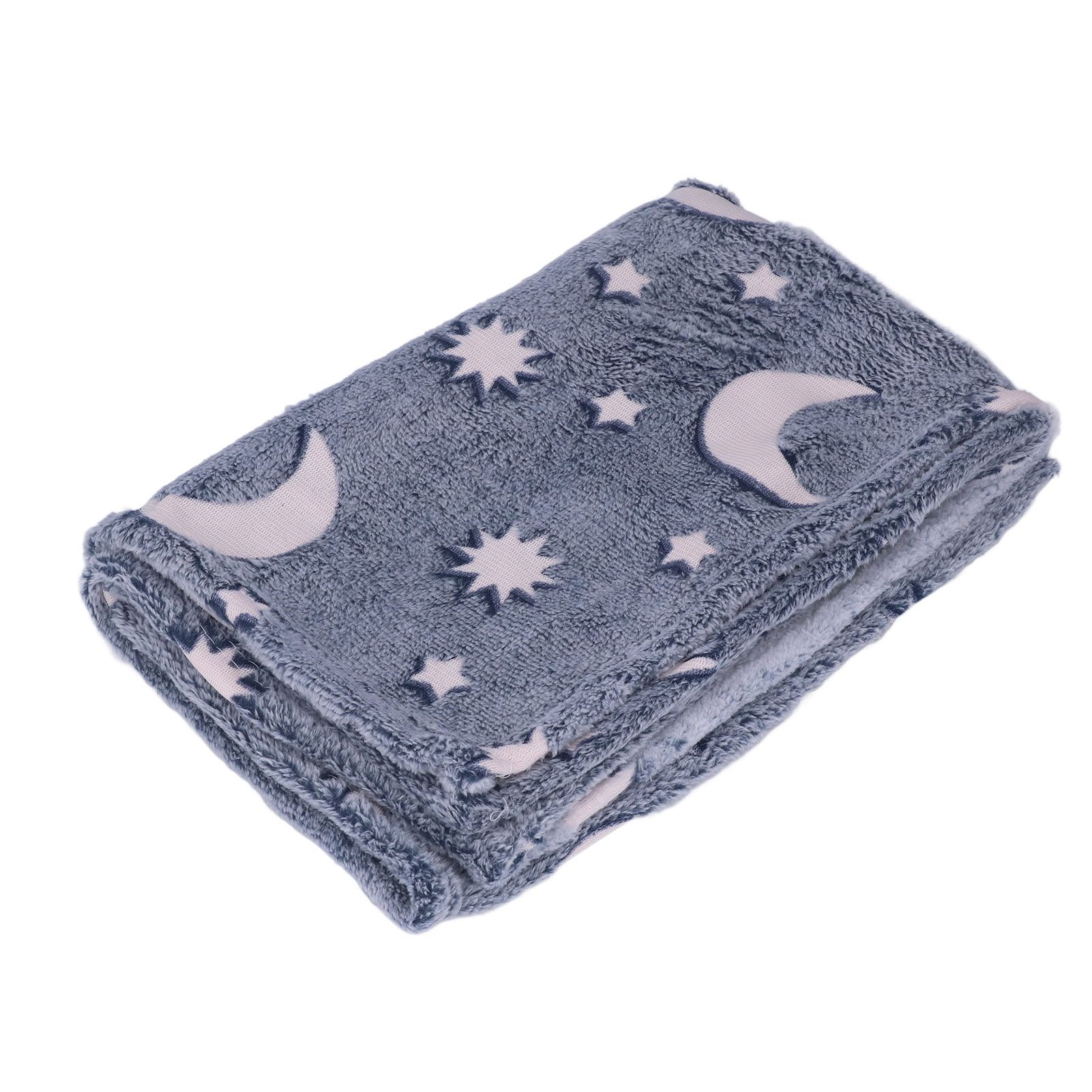 1.52x1M Luminous Blanket Double Sided Polyester Glowing Blanket Bedroom Air Conditioning Blanket for KidsDusty Blue - Image 2