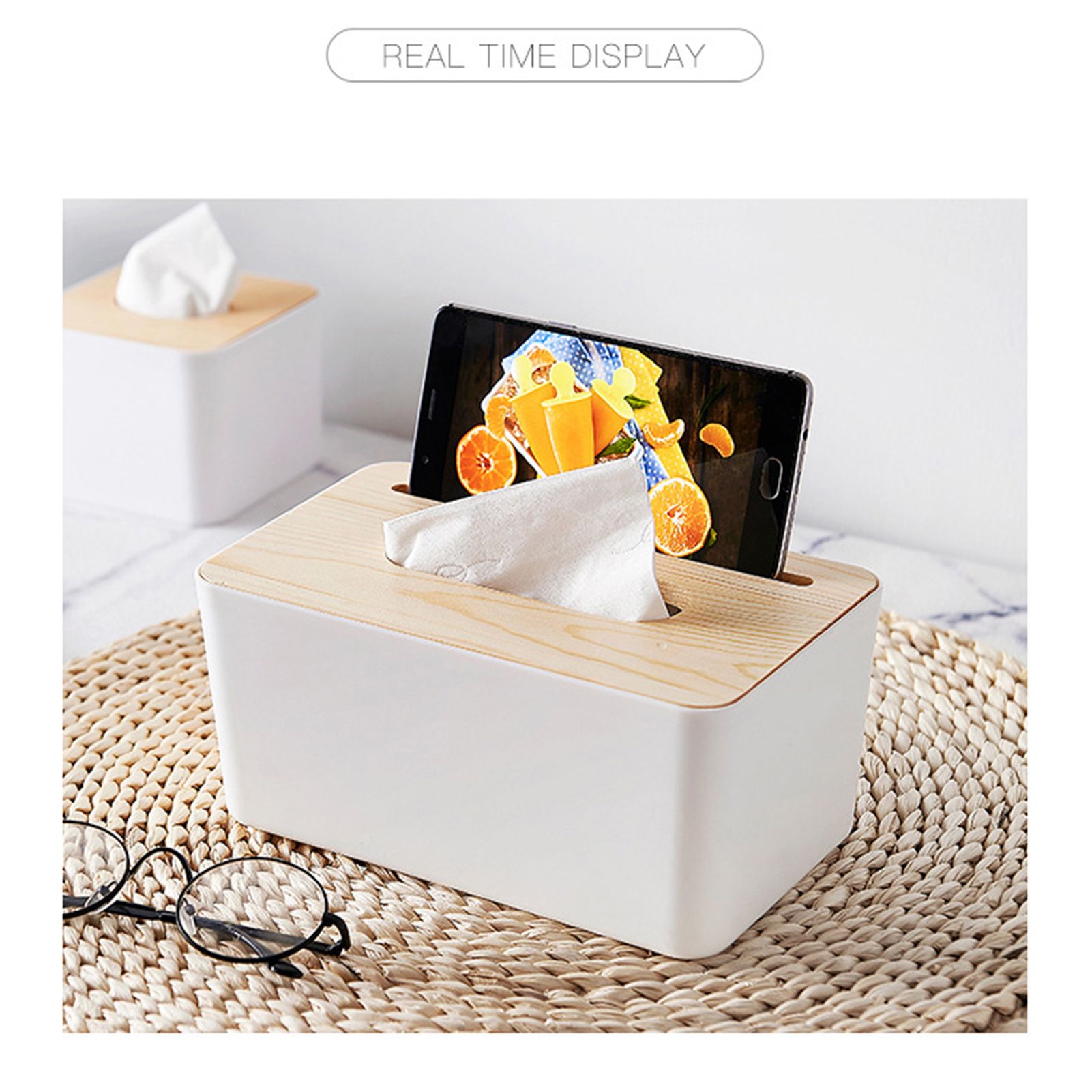 Tissue Box Holder Large Capacity Detachable Mini Tissue Storage Container for Bathroom Bedroom Dressers DesksRectangle - Image 3