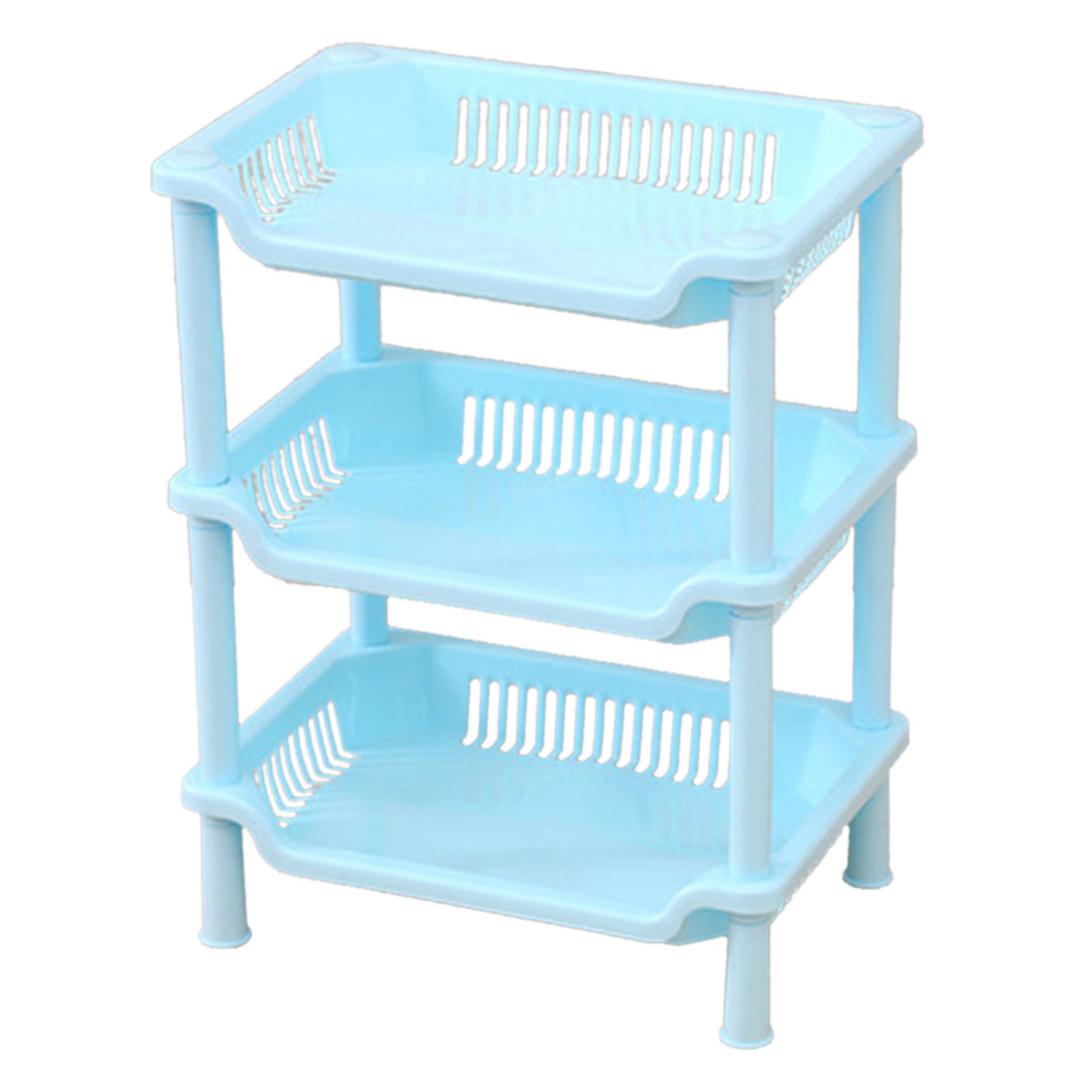 3 Layers Bathroom Standing Shelf Bathroom Stand PP Land Installation Bathroom Rack Storage Shelves for Bathroom KitchenBlue Tetragonum - Image 1