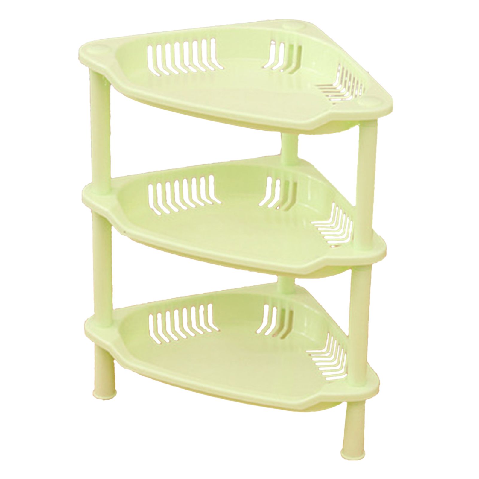 3 Layers Bathroom Standing Shelf Bathroom Stand PP Land Installation Bathroom Rack Storage Shelves for Bathroom KitchenGreen Trigon - Image 1