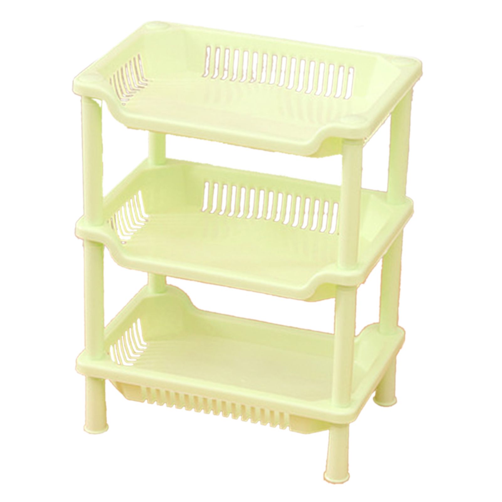 3 Layers Bathroom Standing Shelf Bathroom Stand PP Land Installation Bathroom Rack Storage Shelves for Bathroom KitchenGreen Tetragonum - Image 1