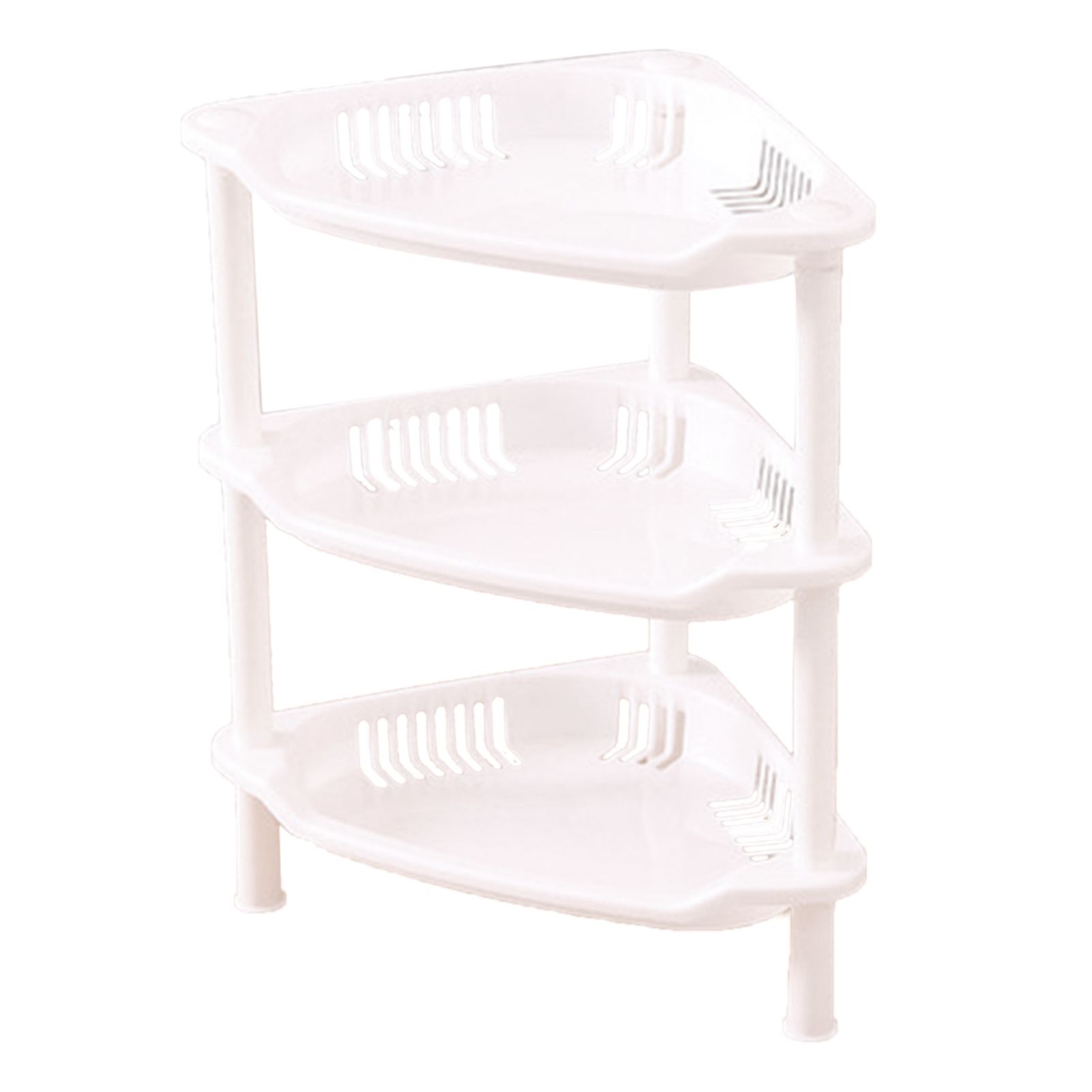 3 Layers Bathroom Standing Shelf Bathroom Stand PP Land Installation Bathroom Rack Storage Shelves for Bathroom KitchenWhite Trigon - Image 1