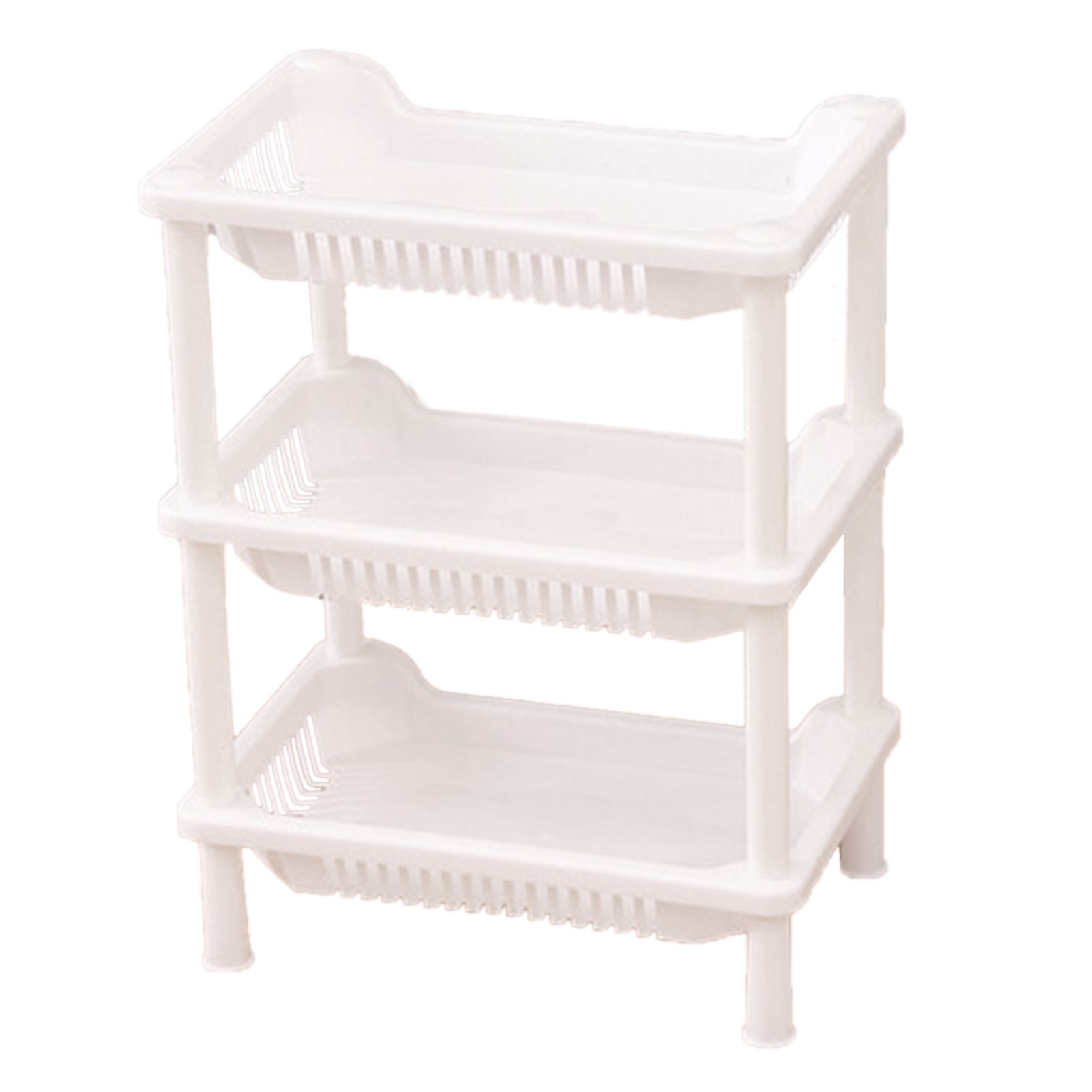 3 Layers Bathroom Standing Shelf Bathroom Stand PP Land Installation Bathroom Rack Storage Shelves for Bathroom KitchenWhite Tetragonum - Image 1