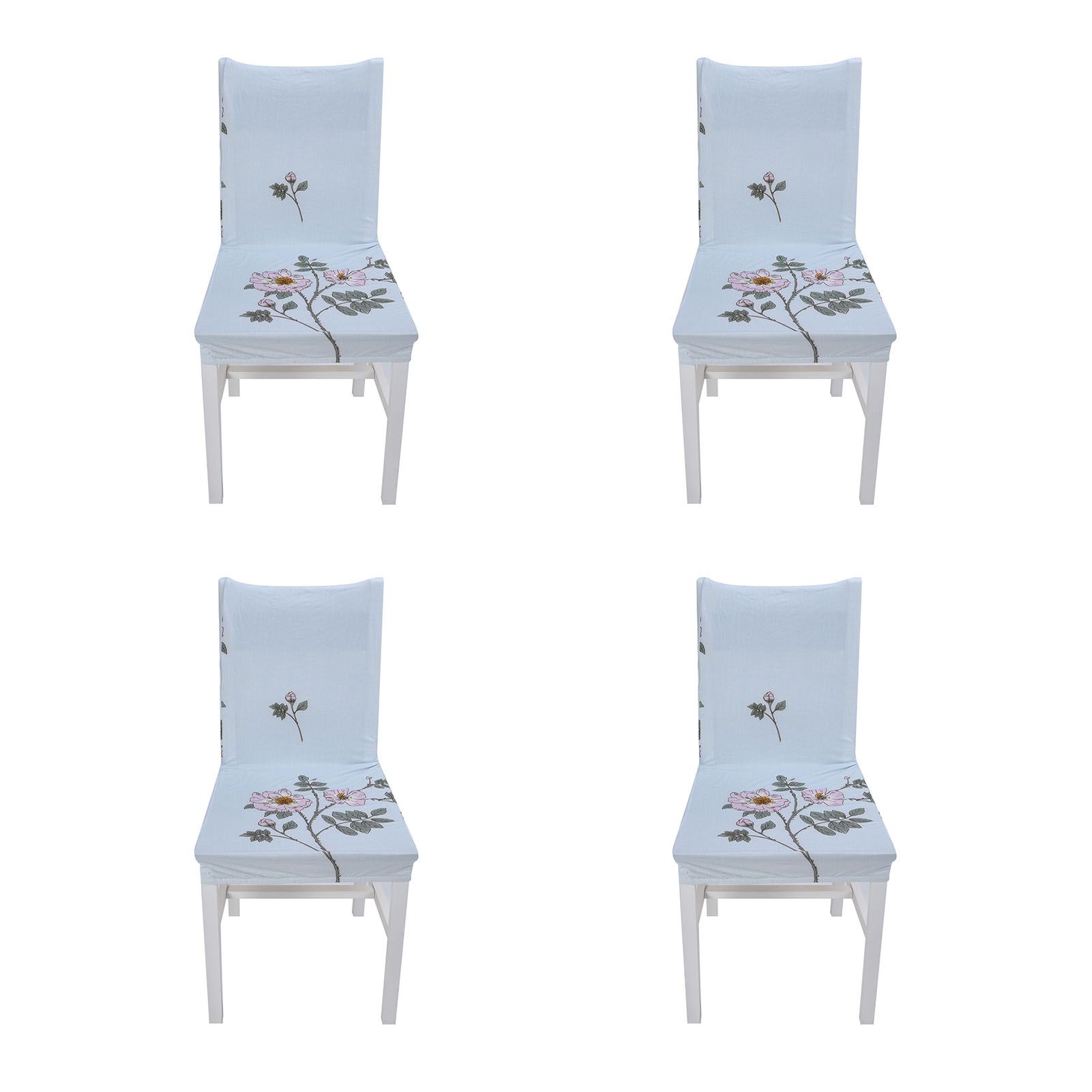 4Pcs Chair Slipcover High Elasticity Stylish Elegant Design Dustproof Dining Chair Cover for Hotel Office BanquetRose Spread - Image 7
