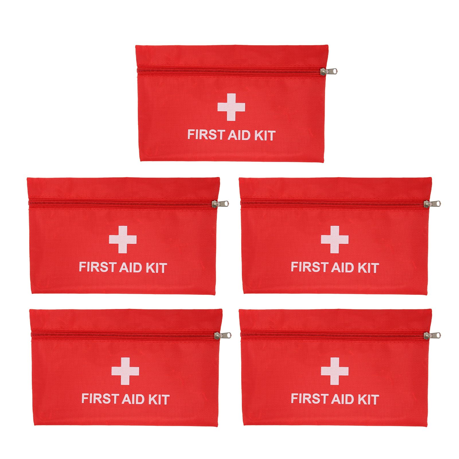 5Pcs/Set Potable Medicine Bag Empty Aid Case Rescue Pouch Waterproof Nylon Red for Home Outdoor Travel Large 25x16cm/9.84x6.3in - Image 1