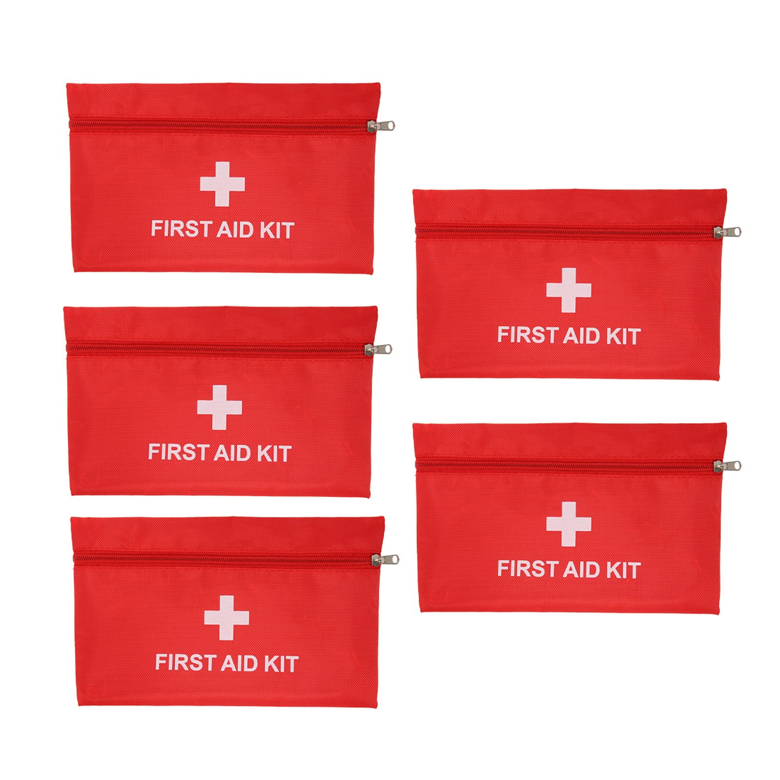 5Pcs/Set Potable Medicine Bag Empty Aid Case Rescue Pouch Waterproof Nylon Red for Home Outdoor Travel Large 25x16cm/9.84x6.3in - Image 4