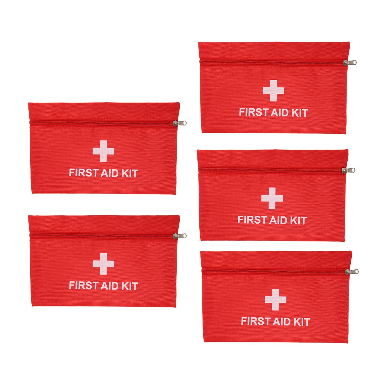 5Pcs/Set Potable Medicine Bag Empty Aid Case Rescue Pouch Waterproof Nylon Red for Home Outdoor Travel Small 20x14cm/7.87x5.51in - Image 2