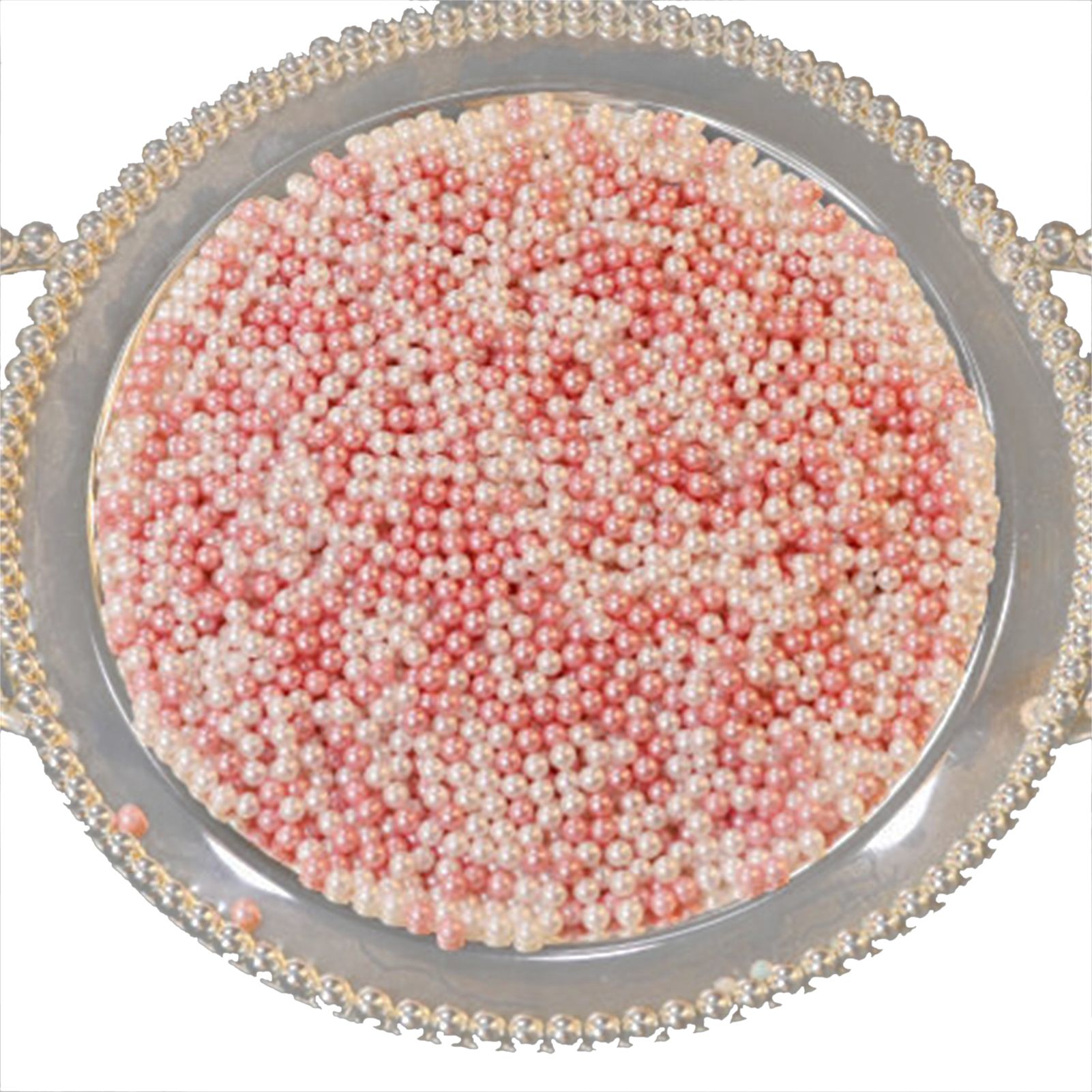 Makeup Brush Holders Multipurpose Acrylic Makeup Storage Box for Bathroom Vanity Countertop One Packet of White Mix Pink Pearls(Approx. 250g/8.8oz) - Image 1