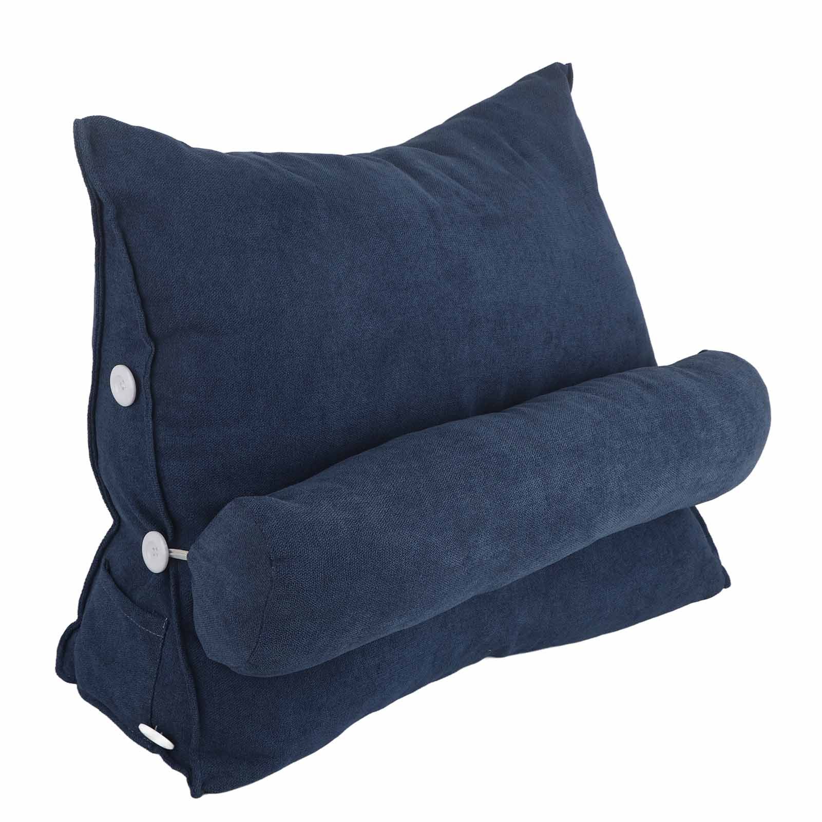 Large Backrest 60x22x50cm Triangular Design Detachable Soft Comfortable Reading Pillow Backrest for Home Sofa Bed Dark Blue 60x22x50cm - Image 2