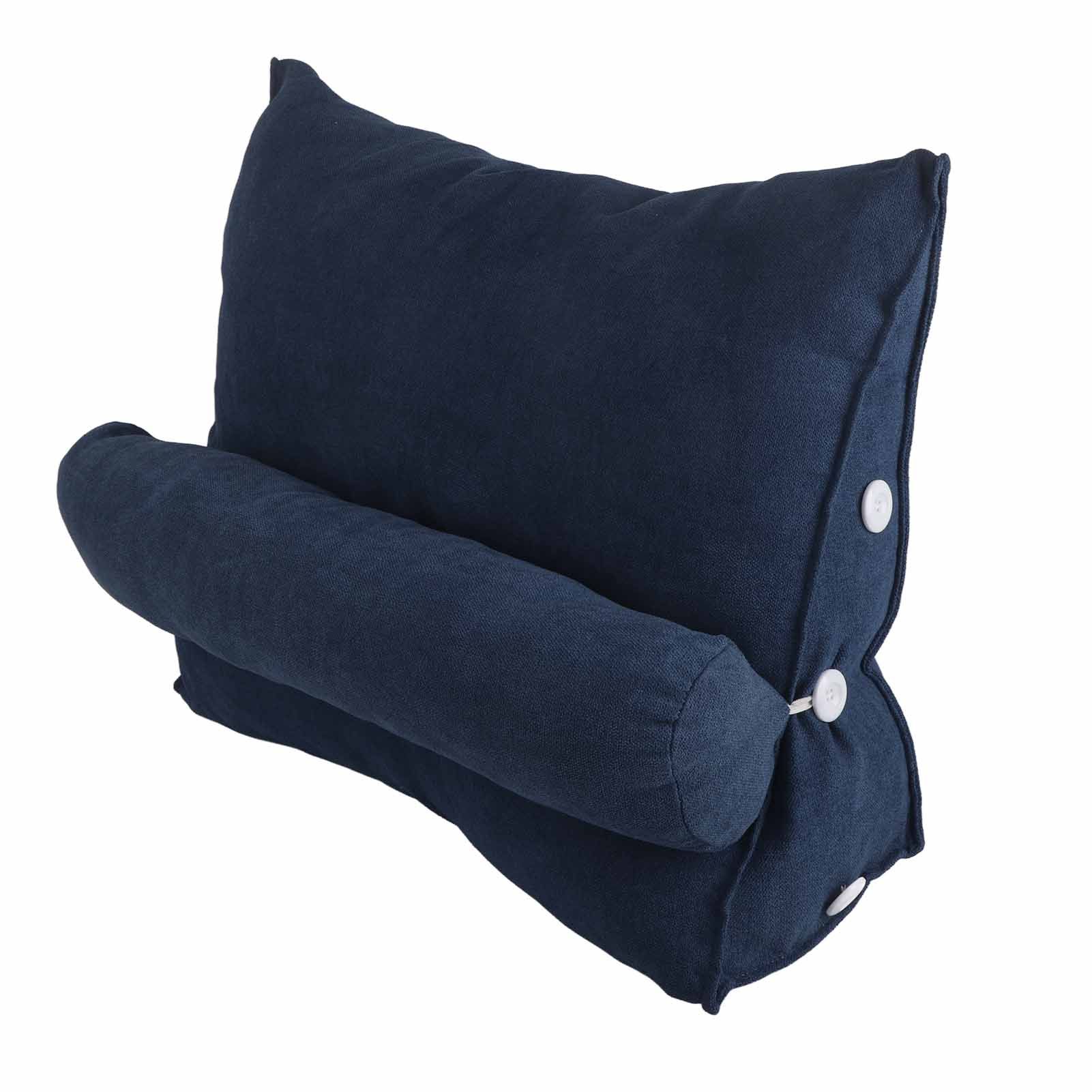 Large Backrest 60x22x50cm Triangular Design Detachable Soft Comfortable Reading Pillow Backrest for Home Sofa Bed Dark Blue 60x22x50cm - Image 3