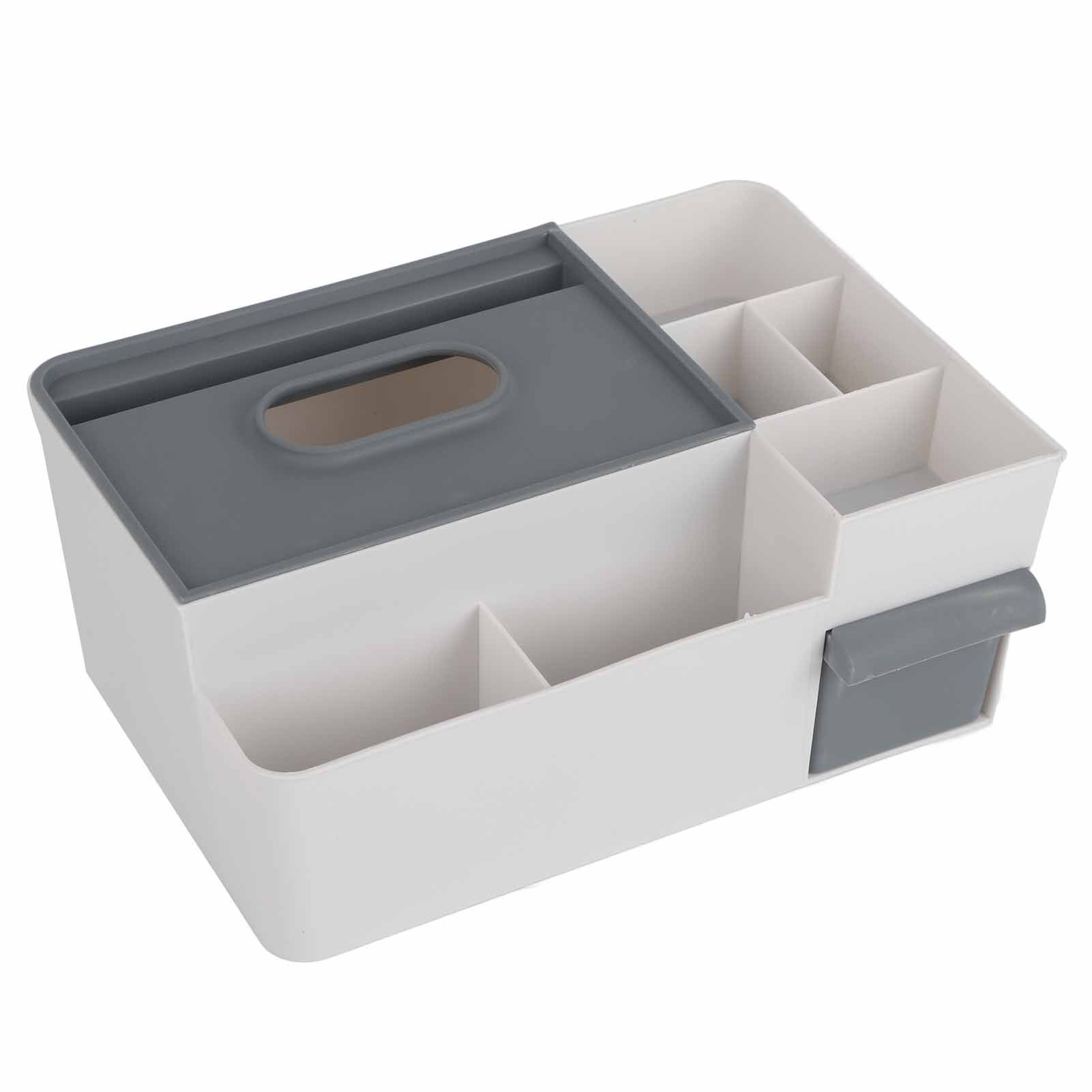 Tissue Box Cover Multipurpose Stylish Decorative Facial Tissue Holder for Kitchen Dining Room Bathroom Desk Light Grey with Dark Grey - Image 1