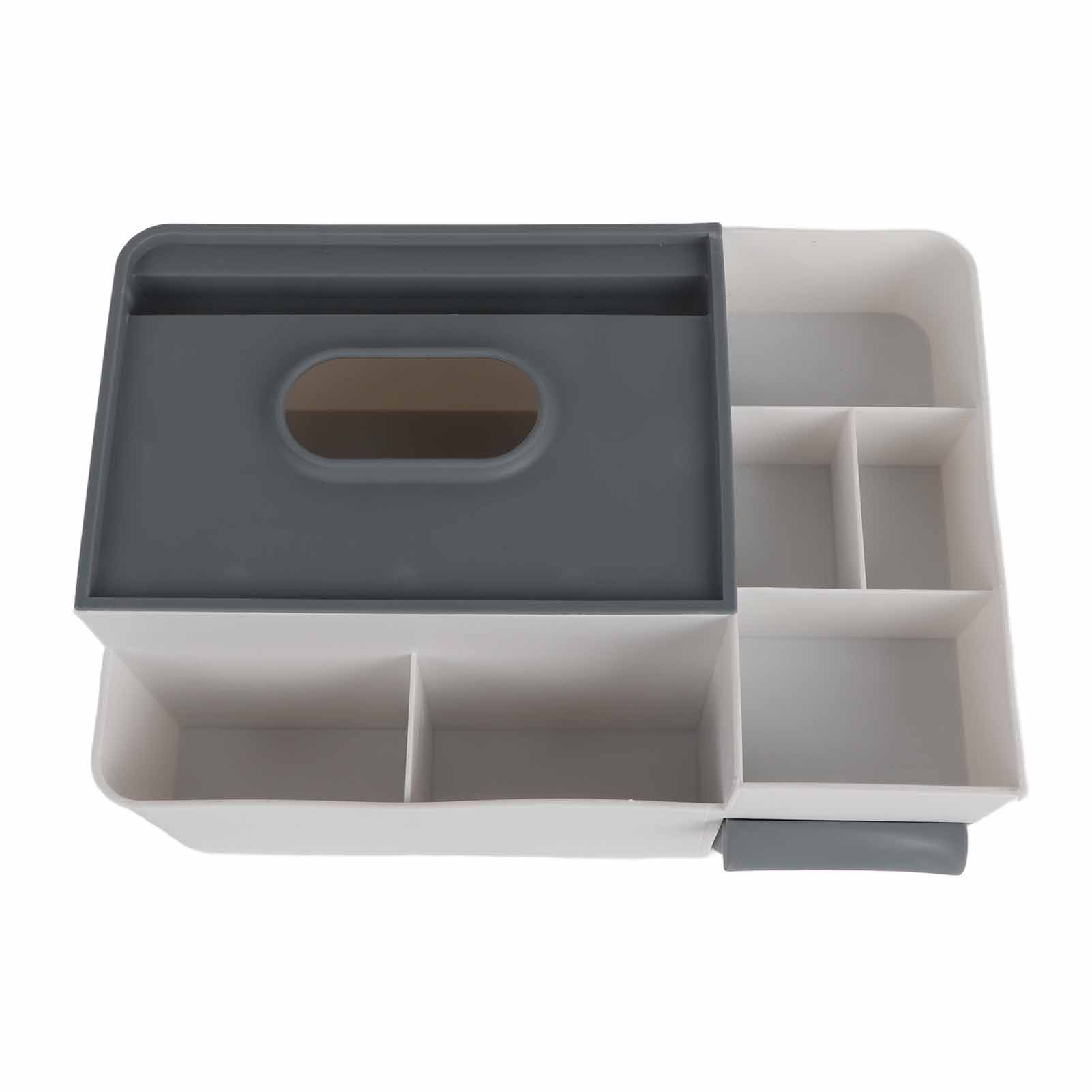 Tissue Box Cover Multipurpose Stylish Decorative Facial Tissue Holder for Kitchen Dining Room Bathroom Desk Light Grey with Dark Grey - Image 2
