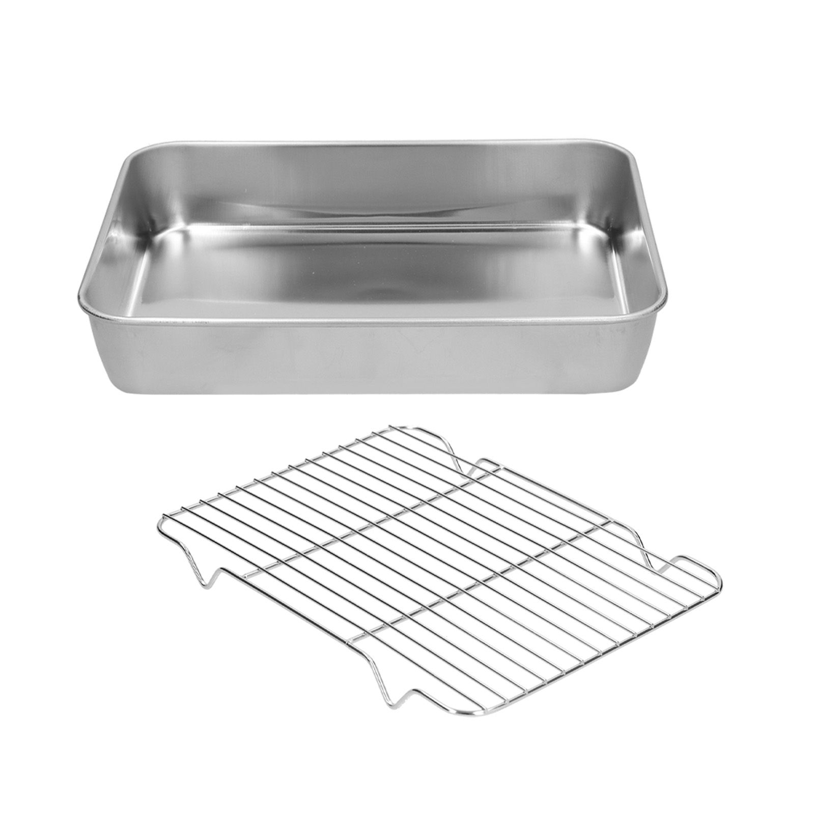 Roasting Pan and Rack Set Stainless Steel Easy Clean Rectangular Roaster with Rack for Cooking Baking23.5x17.5x5cm / 9.3x6.9x2.0in - Image 4