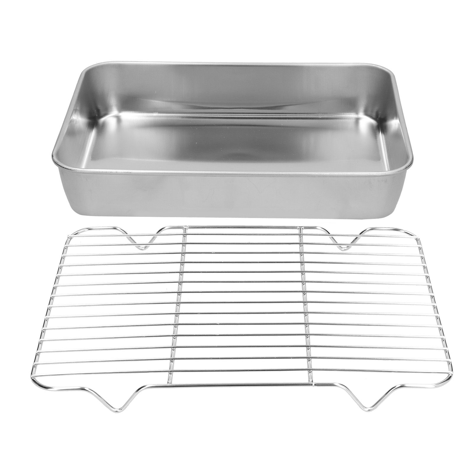 Roasting Pan and Rack Set Stainless Steel Easy Clean Rectangular Roaster with Rack for Cooking Baking26.5x20.5x5cm / 10.4x8.1x2.0in - Image 5