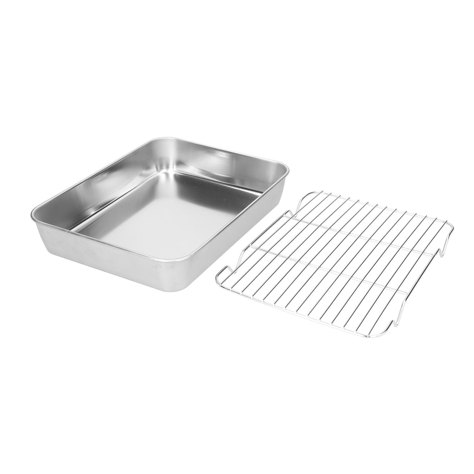 Roasting Pan and Rack Set Stainless Steel Easy Clean Rectangular Roaster with Rack for Cooking Baking26.5x20.5x5cm / 10.4x8.1x2.0in - Image 6