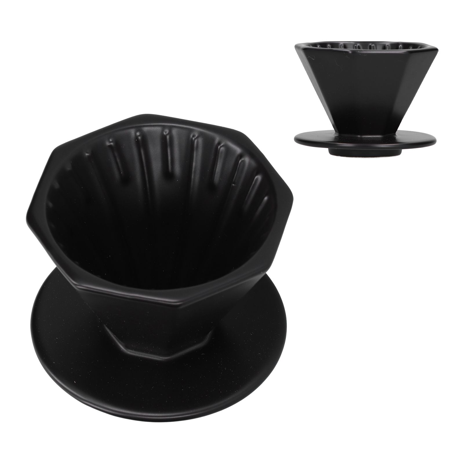 Coffee Dripper Ceramic Convenient Reliable Exquisite Portable Size Simple Design Pour Over Coffee DripperBlack - Image 7