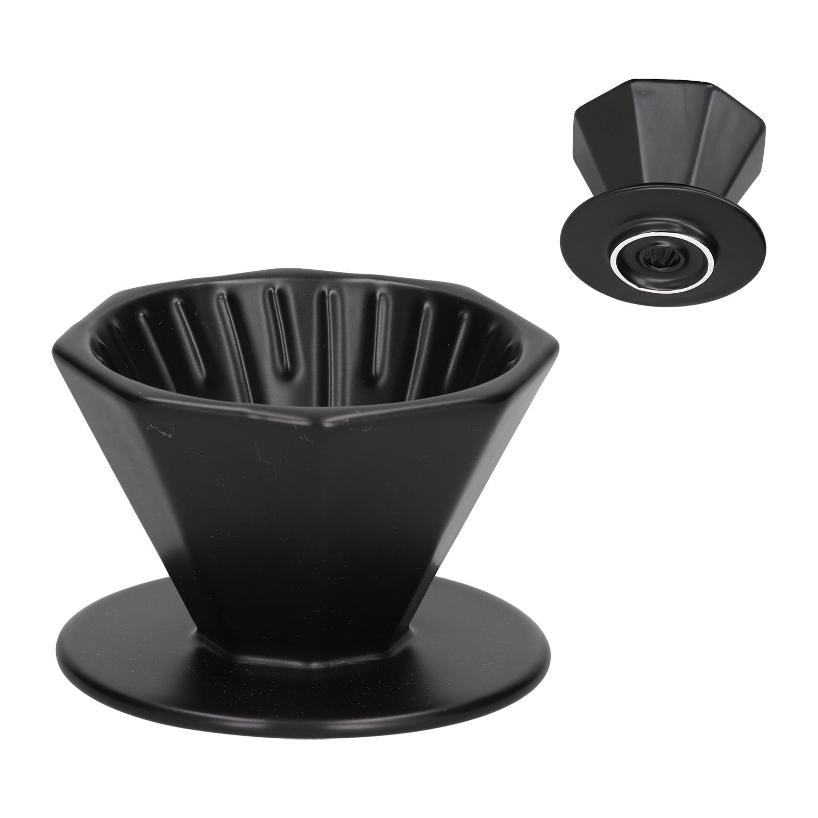 Coffee Dripper Ceramic Convenient Reliable Exquisite Portable Size Simple Design Pour Over Coffee DripperBlack - Image 8