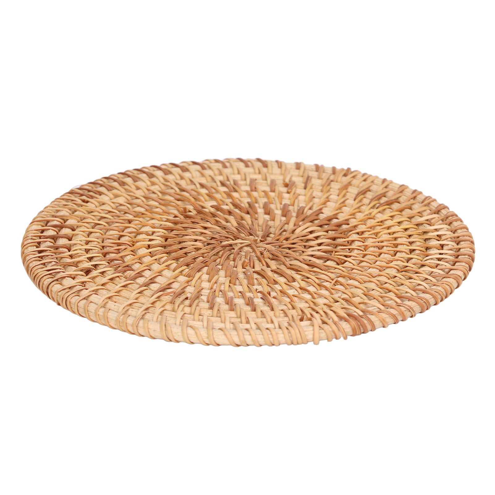 Woven Round Placemat Natural Rattan Braid Hot Insulation Placemat for Large Vessels Hot Dishes Pan Pot16cm / 6.3in - Image 1