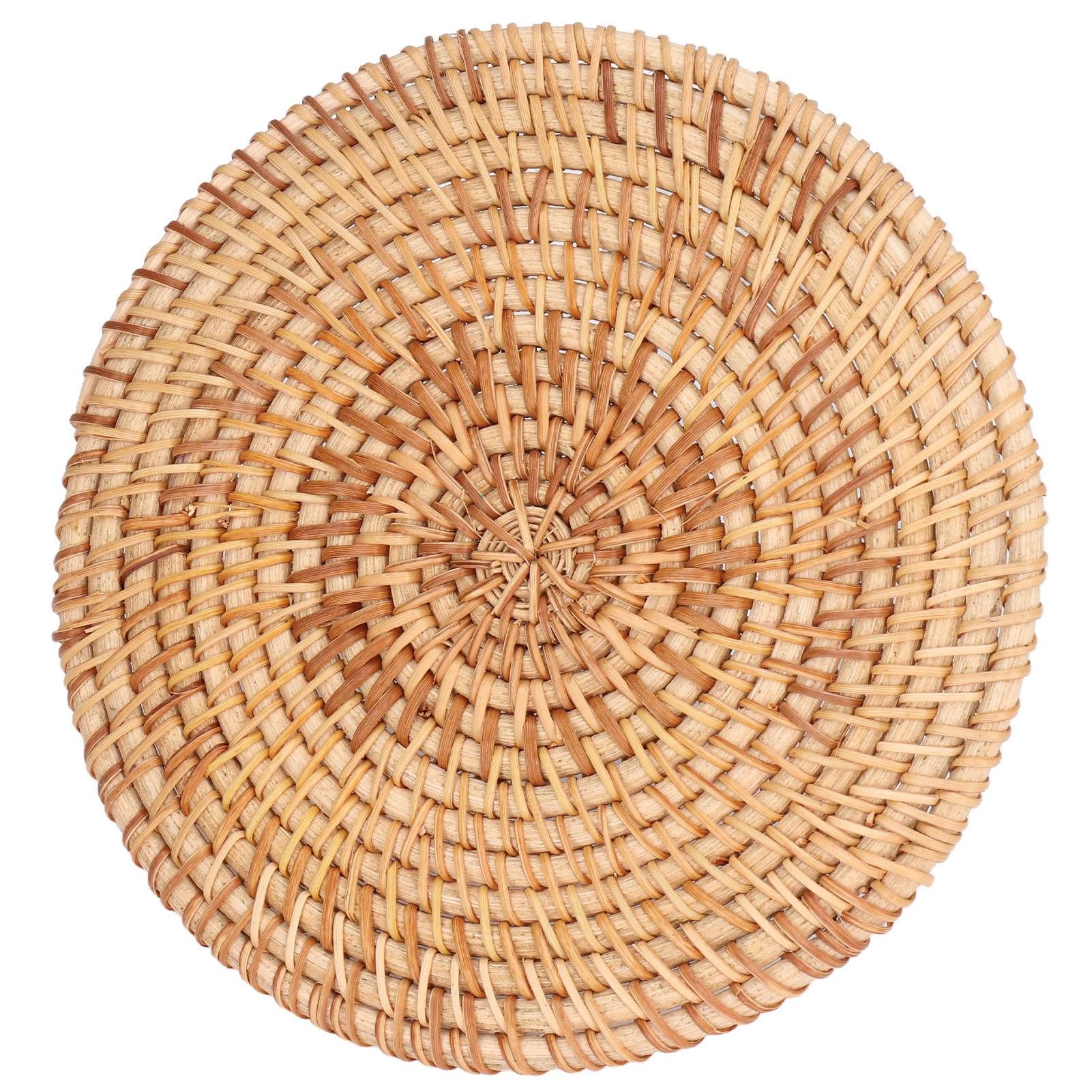 Woven Round Placemat Natural Rattan Braid Hot Insulation Placemat for Large Vessels Hot Dishes Pan Pot16cm / 6.3in - Image 2