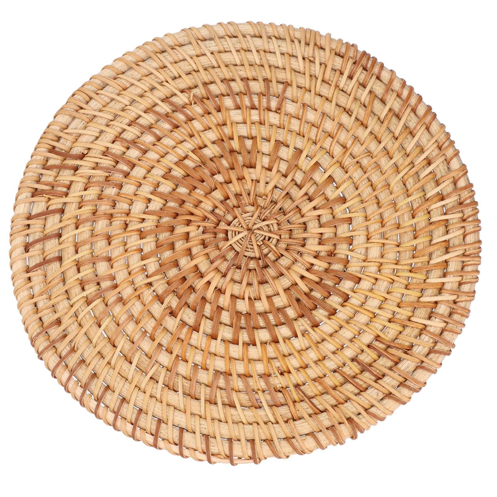 Woven Round Placemat Natural Rattan Braid Hot Insulation Placemat for Large Vessels Hot Dishes Pan Pot16cm / 6.3in - Image 3