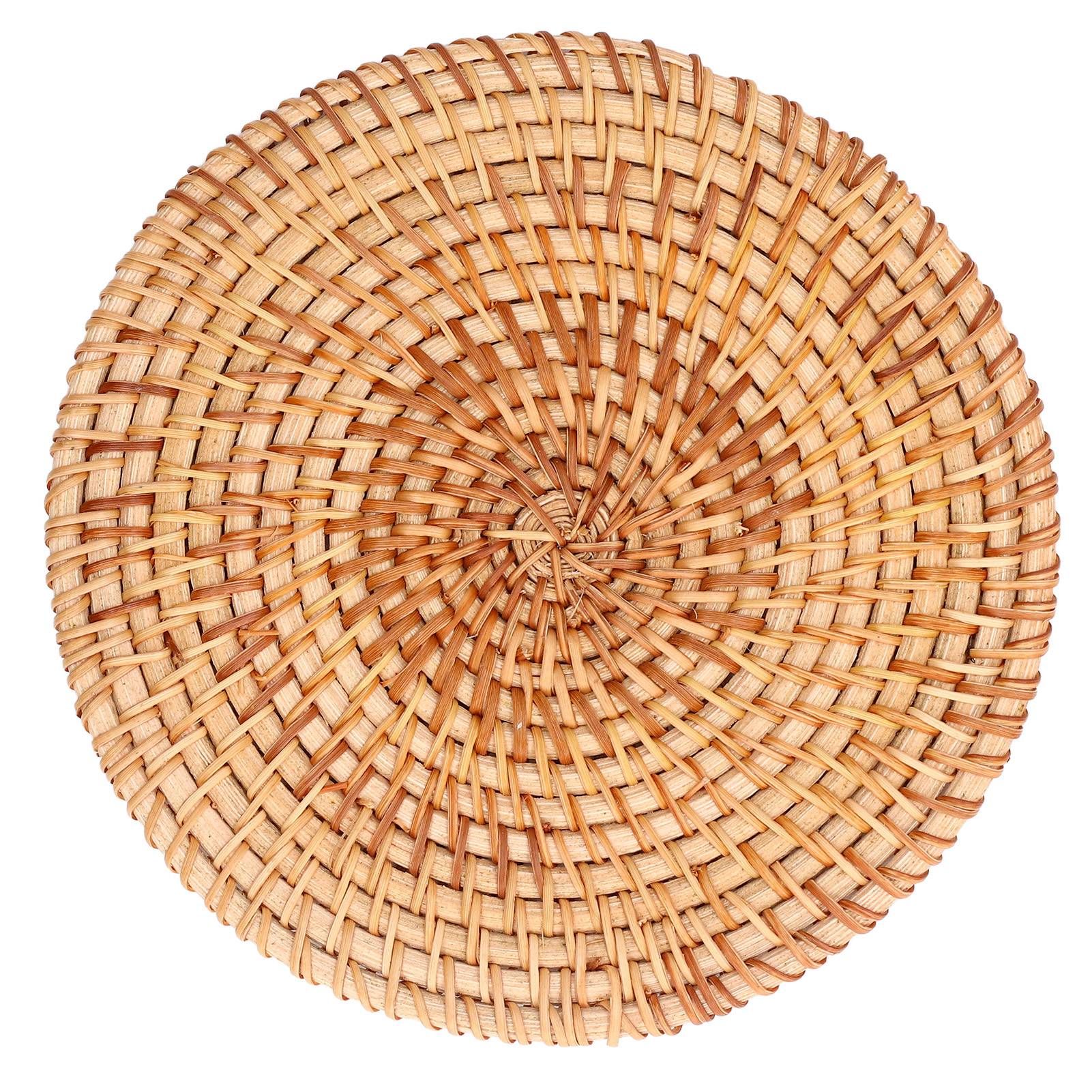 Woven Round Placemat Natural Rattan Braid Hot Insulation Placemat for Large Vessels Hot Dishes Pan Pot16cm / 6.3in - Image 5