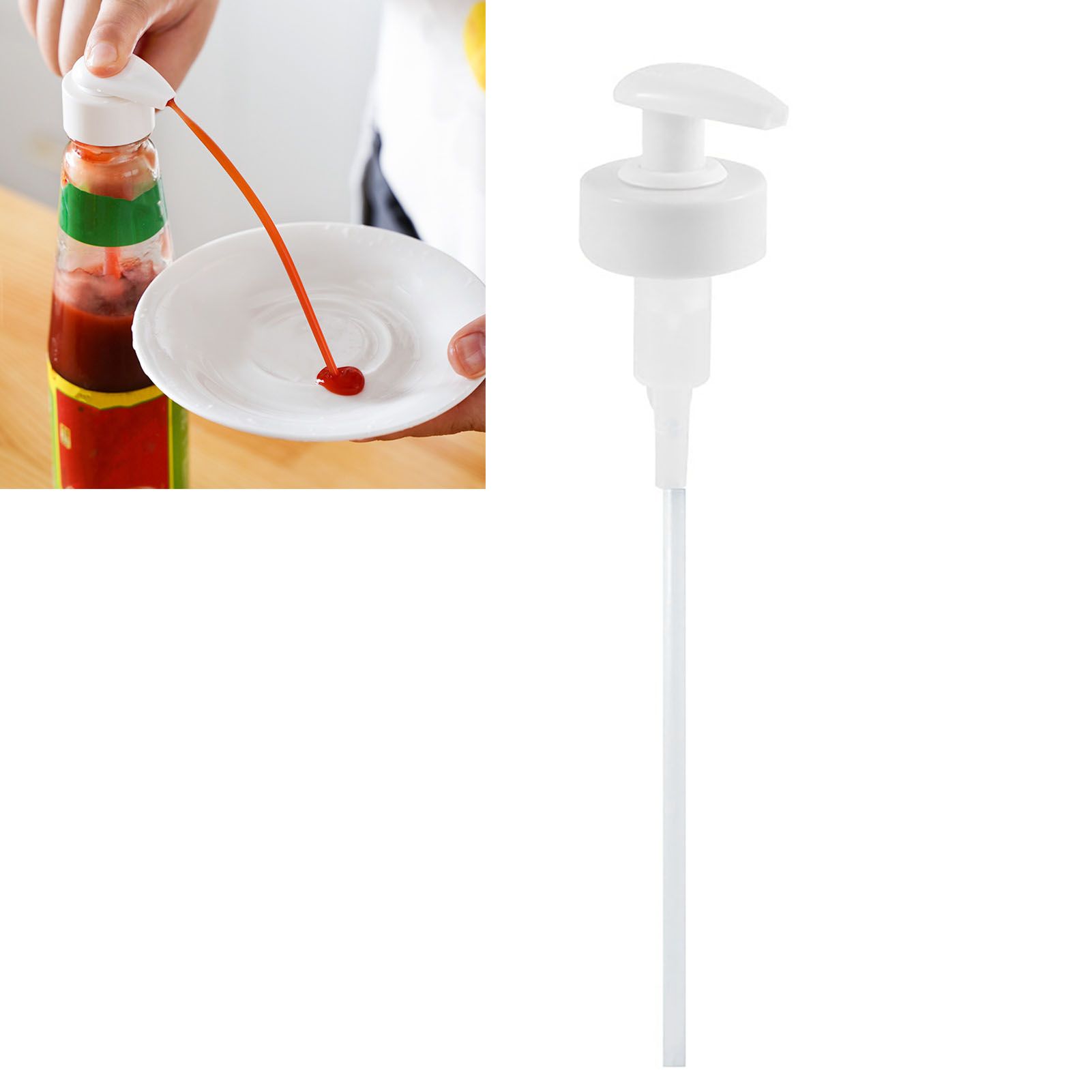 Gallon Pump Dispenser Condiment Bottle Pump Dispenser Plastic Kitchen Supplies for HouseholdWhite Caliber 3.4cm / 1.3in - Image 5