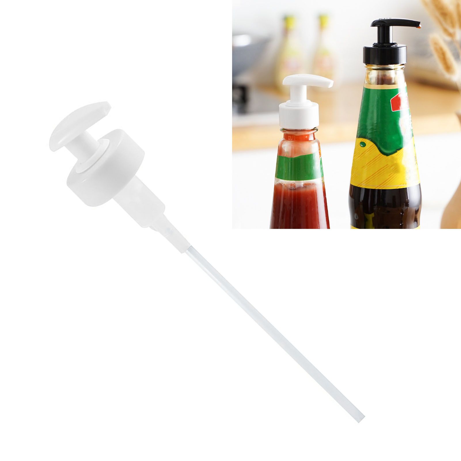 Gallon Pump Dispenser Condiment Bottle Pump Dispenser Plastic Kitchen Supplies for HouseholdWhite Caliber 3.4cm / 1.3in - Image 6