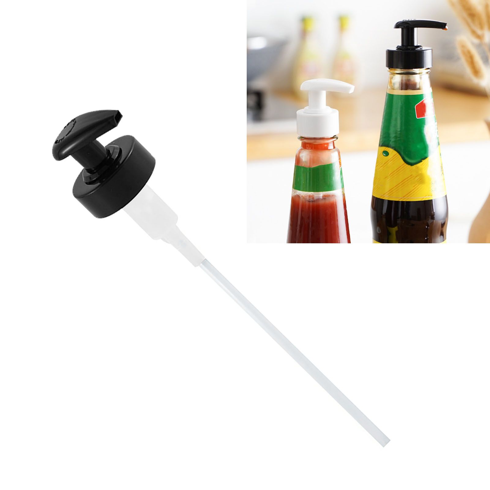 Gallon Pump Dispenser Condiment Bottle Pump Dispenser Plastic Kitchen Supplies for HouseholdBlack Caliber 3.4cm / 1.3in - Image 6