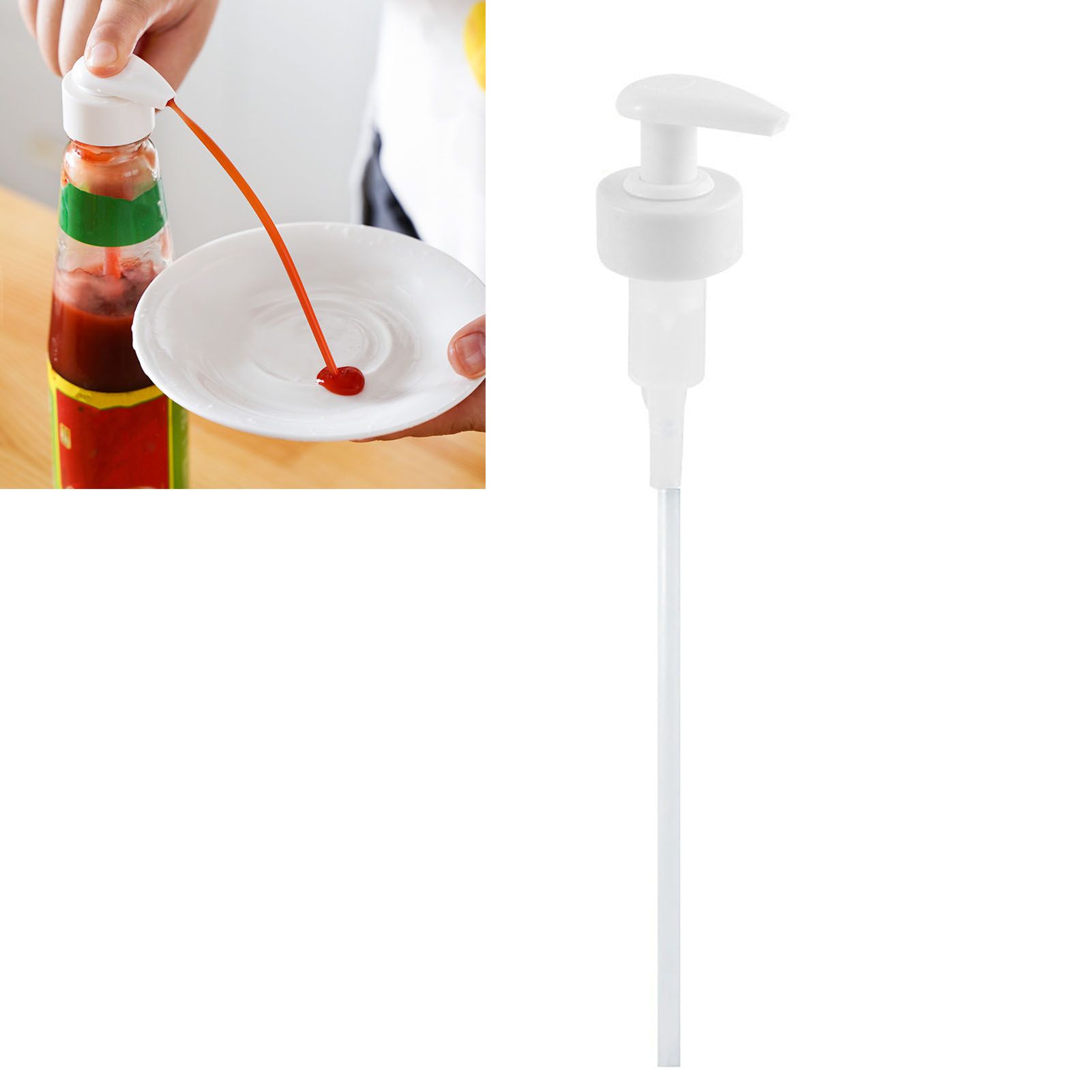 Gallon Pump Dispenser Condiment Bottle Pump Dispenser Plastic Kitchen Supplies for HouseholdWhite Caliber 2.9cm / 1.1in - Image 5