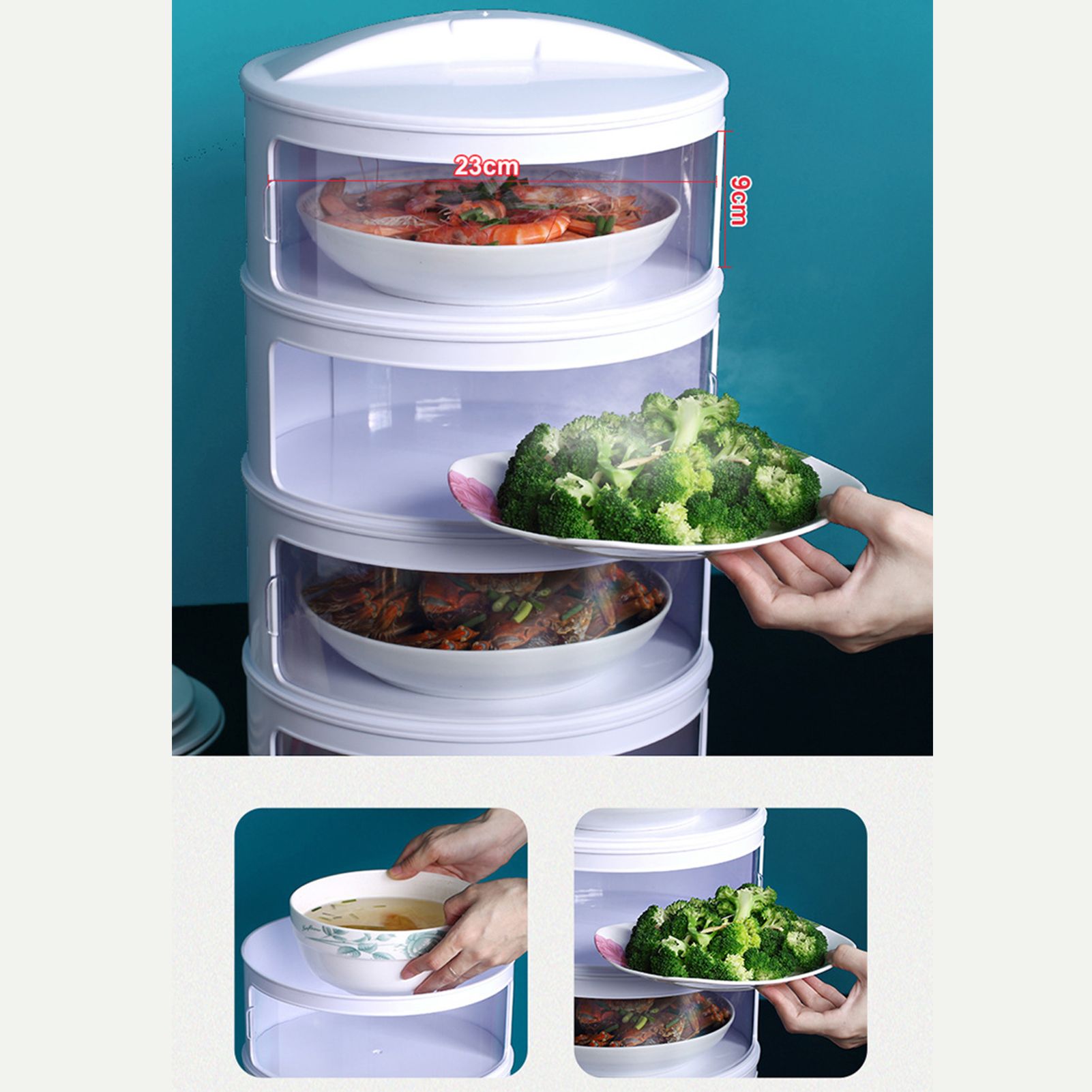 Insulated Food Cover Multilayer Heat Preservation Warm Intimate Effective Isolation Stackable Dish Cover4 Layers - Image 6