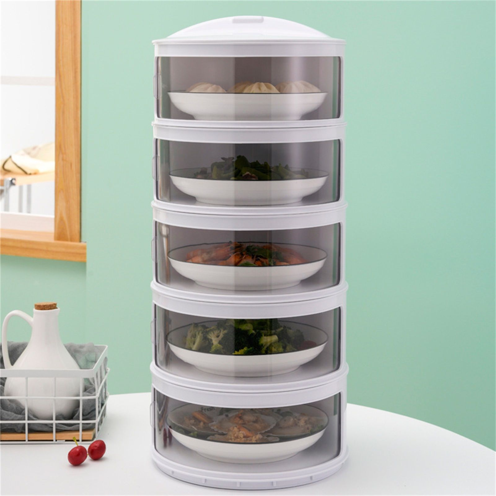 Insulated Food Cover Multilayer Heat Preservation Warm Intimate Effective Isolation Stackable Dish Cover5 Layers - Image 5