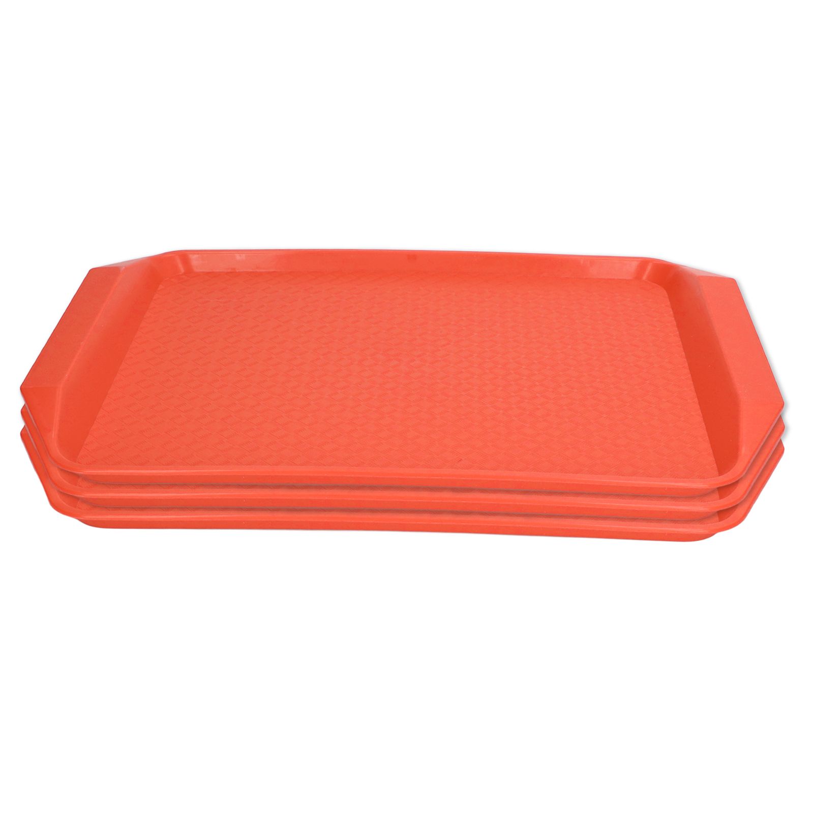 3PCS Colorful Food Tray Rectangle Thickened Binaural Plastic Tray Heat Resistance Stackable Cafeteria Trays for HotelOrange - Image 1
