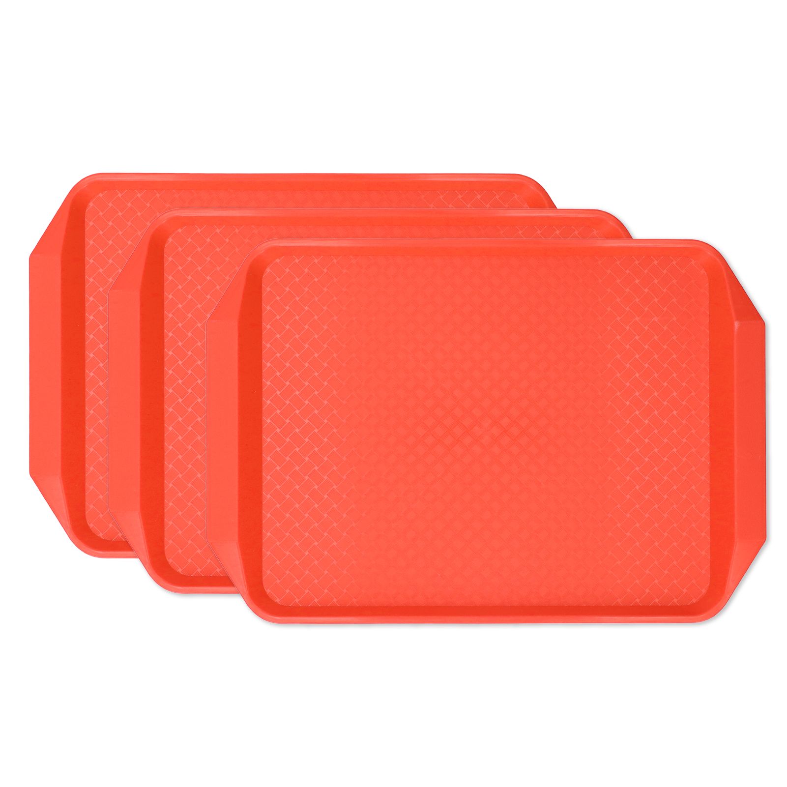 3PCS Colorful Food Tray Rectangle Thickened Binaural Plastic Tray Heat Resistance Stackable Cafeteria Trays for HotelOrange - Image 3