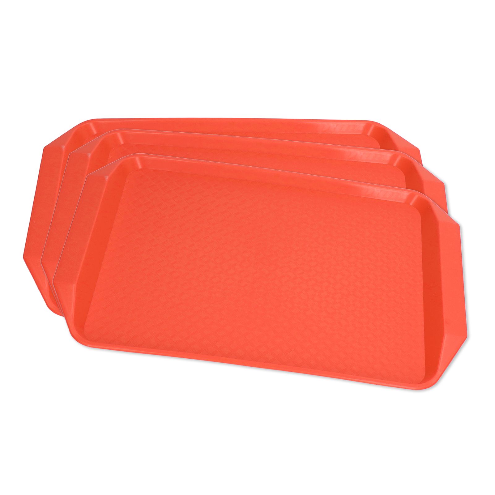 3PCS Colorful Food Tray Rectangle Thickened Binaural Plastic Tray Heat Resistance Stackable Cafeteria Trays for HotelOrange - Image 4