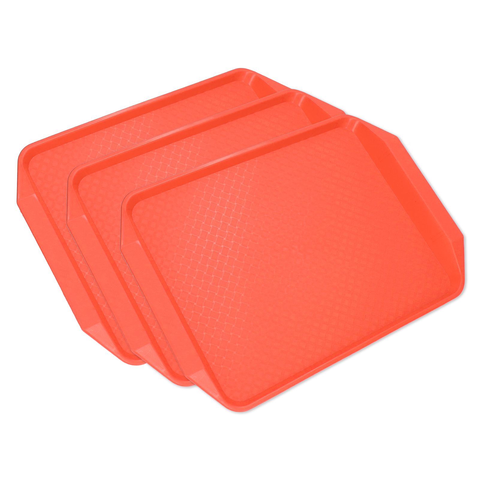 3PCS Colorful Food Tray Rectangle Thickened Binaural Plastic Tray Heat Resistance Stackable Cafeteria Trays for HotelOrange - Image 6