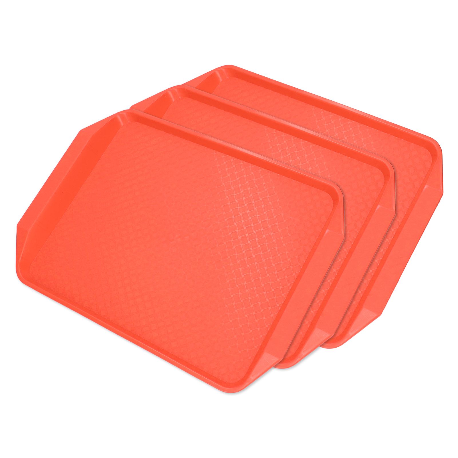 3PCS Colorful Food Tray Rectangle Thickened Binaural Plastic Tray Heat Resistance Stackable Cafeteria Trays for HotelOrange - Image 7