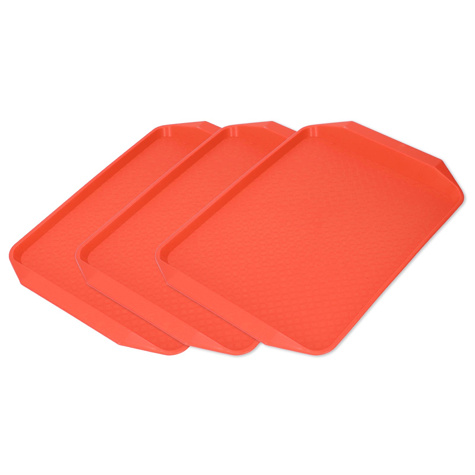 3PCS Colorful Food Tray Rectangle Thickened Binaural Plastic Tray Heat Resistance Stackable Cafeteria Trays for HotelOrange - Image 8