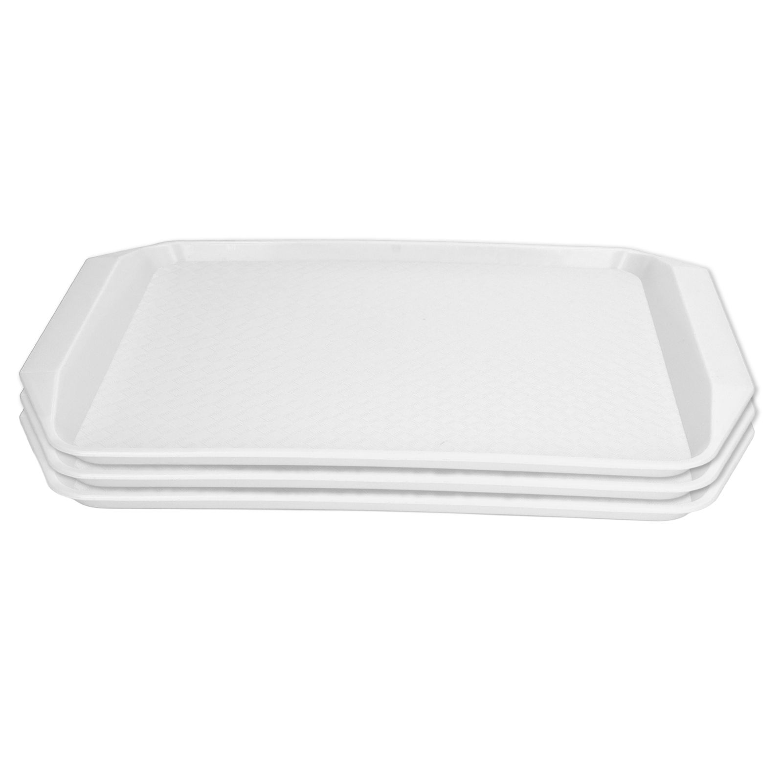 3PCS Colorful Food Tray Rectangle Thickened Binaural Plastic Tray Heat Resistance Stackable Cafeteria Trays for HotelWhite - Image 1