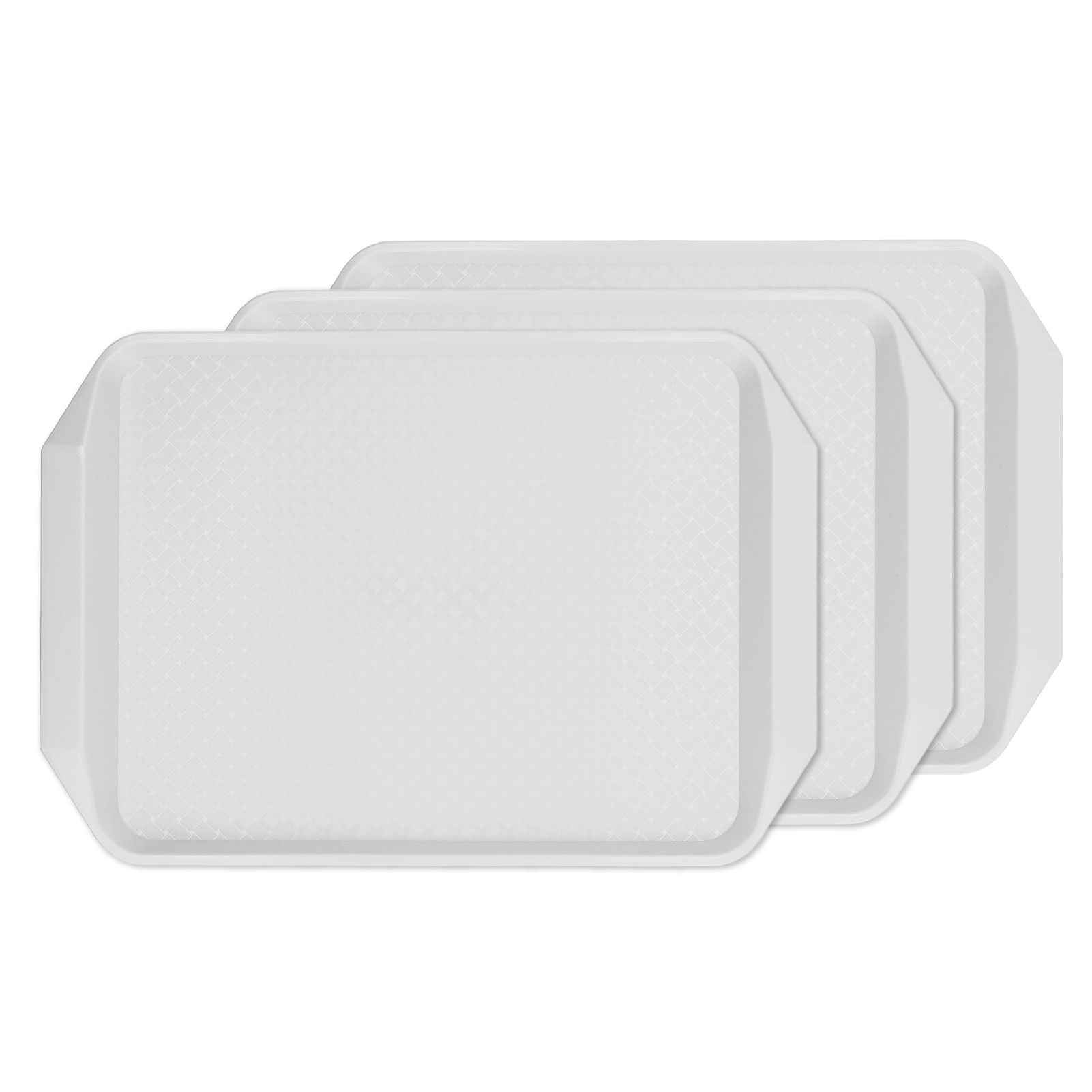 3PCS Colorful Food Tray Rectangle Thickened Binaural Plastic Tray Heat Resistance Stackable Cafeteria Trays for HotelWhite - Image 2
