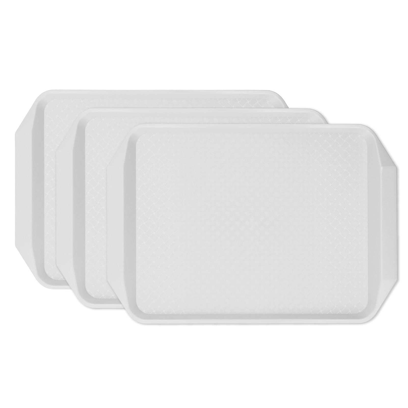 3PCS Colorful Food Tray Rectangle Thickened Binaural Plastic Tray Heat Resistance Stackable Cafeteria Trays for HotelWhite - Image 3