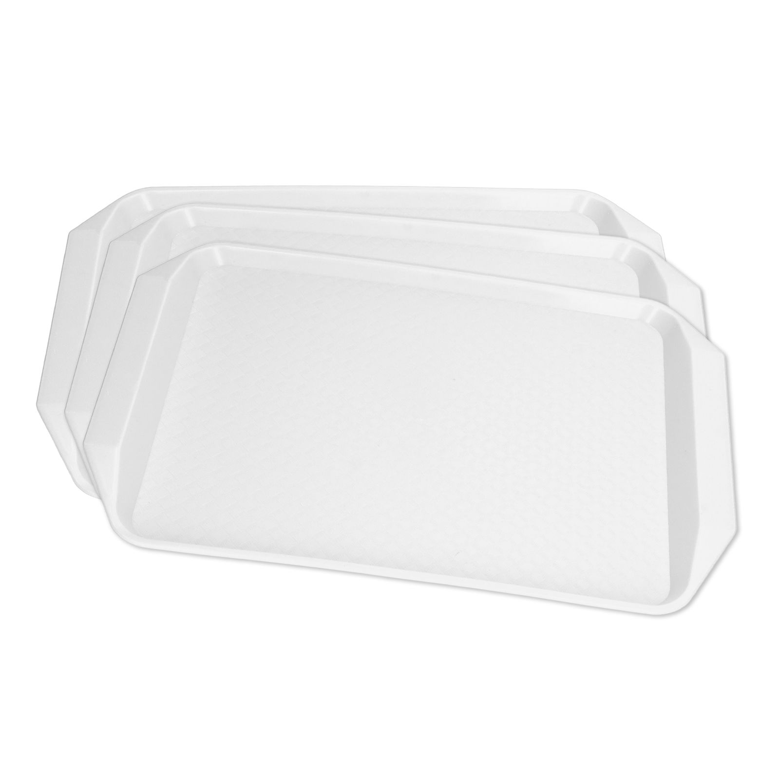 3PCS Colorful Food Tray Rectangle Thickened Binaural Plastic Tray Heat Resistance Stackable Cafeteria Trays for HotelWhite - Image 4