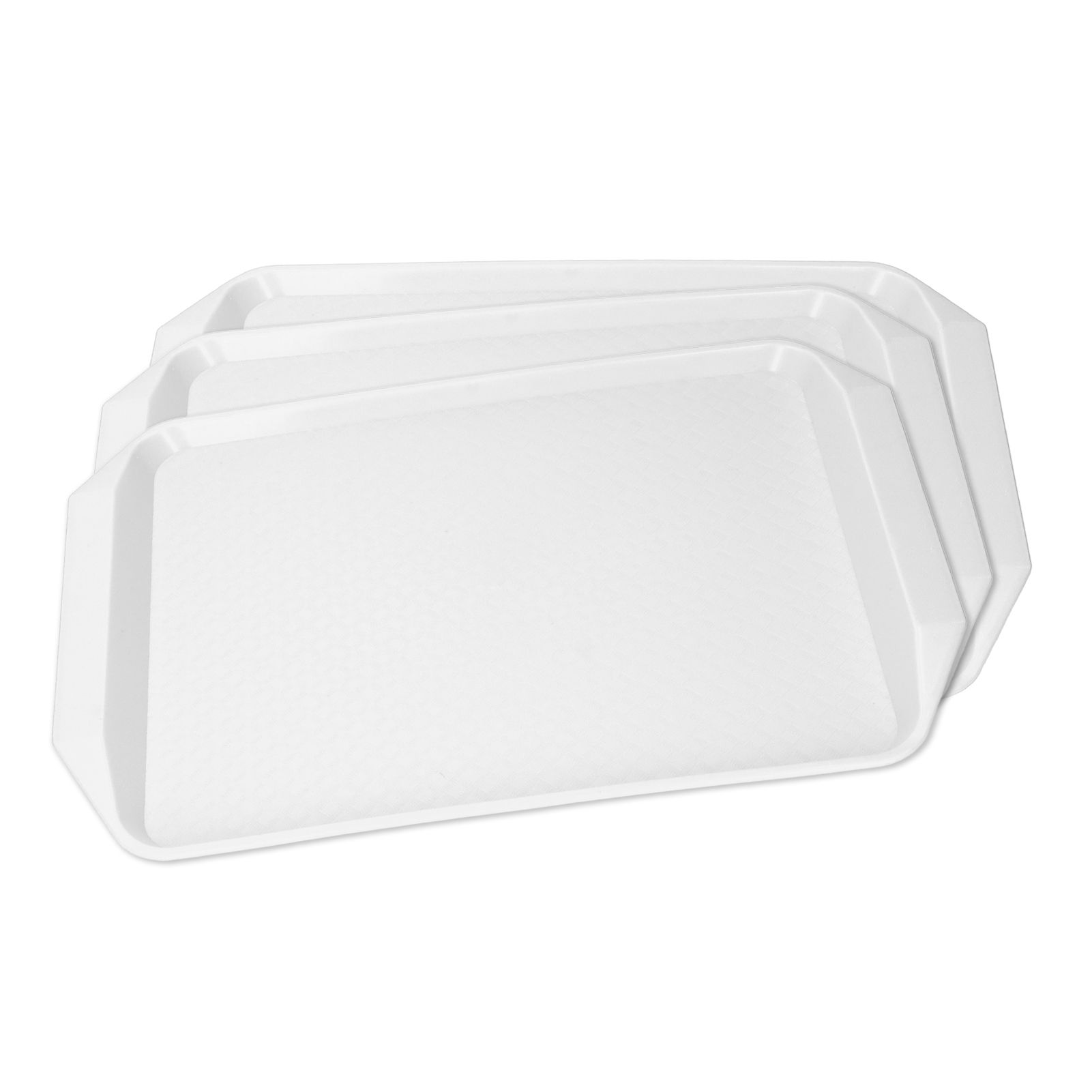 3PCS Colorful Food Tray Rectangle Thickened Binaural Plastic Tray Heat Resistance Stackable Cafeteria Trays for HotelWhite - Image 5