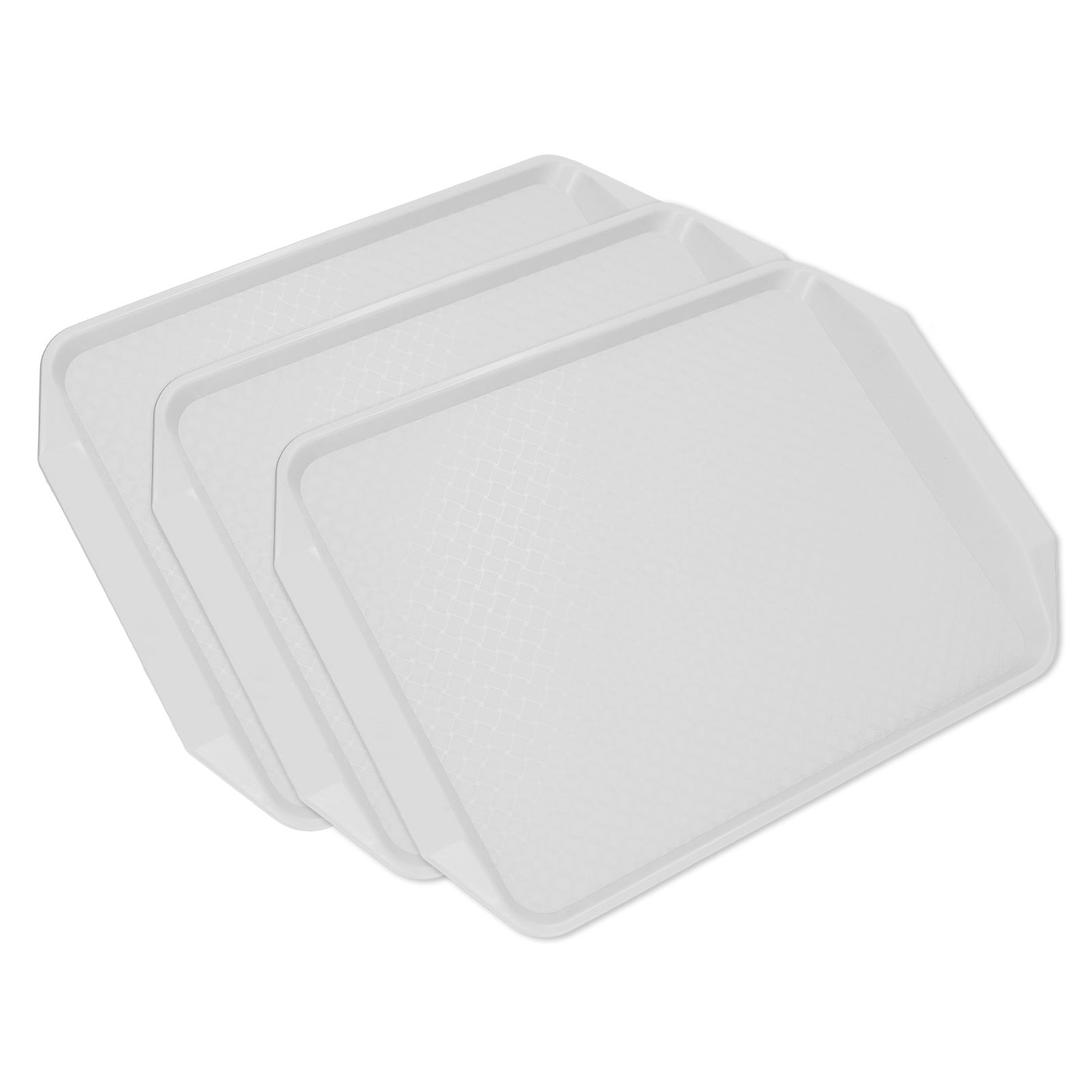 3PCS Colorful Food Tray Rectangle Thickened Binaural Plastic Tray Heat Resistance Stackable Cafeteria Trays for HotelWhite - Image 6