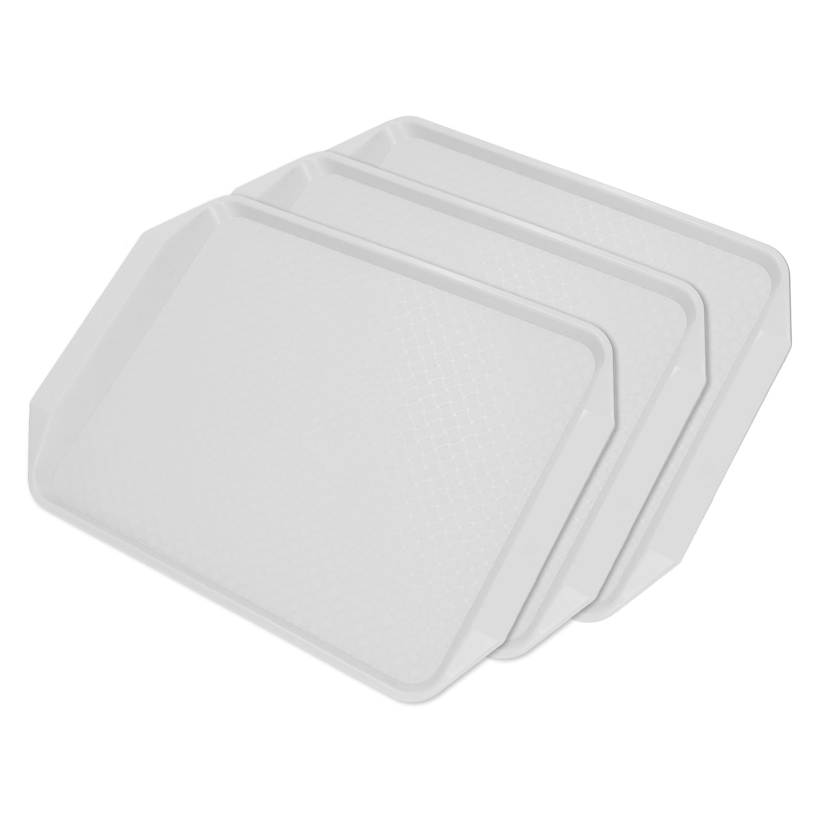 3PCS Colorful Food Tray Rectangle Thickened Binaural Plastic Tray Heat Resistance Stackable Cafeteria Trays for HotelWhite - Image 7