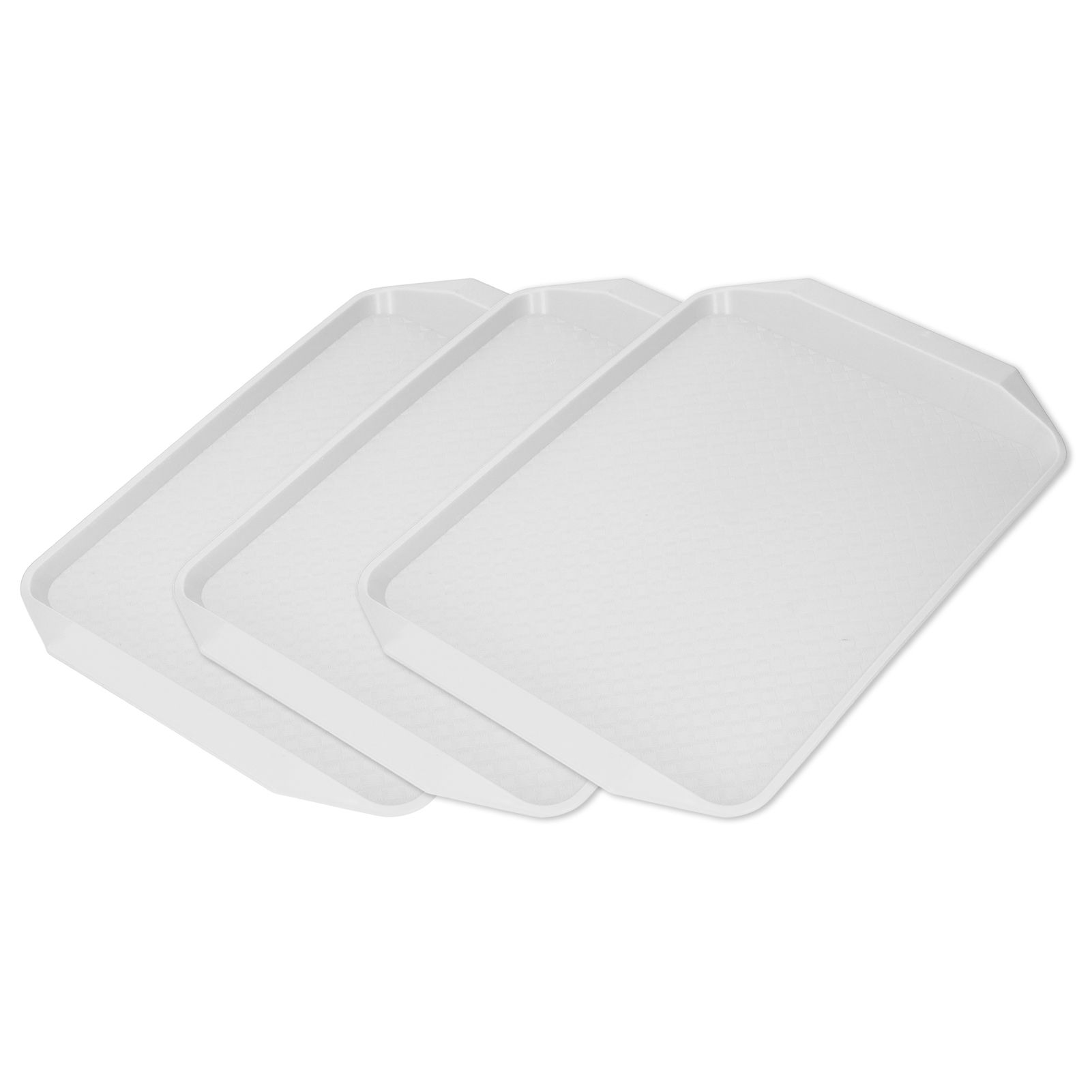 3PCS Colorful Food Tray Rectangle Thickened Binaural Plastic Tray Heat Resistance Stackable Cafeteria Trays for HotelWhite - Image 8
