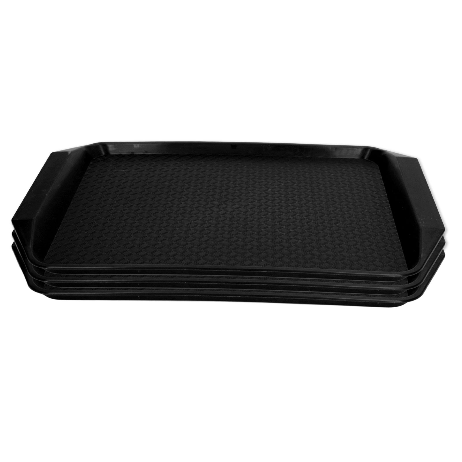 3PCS Colorful Food Tray Rectangle Thickened Binaural Plastic Tray Heat Resistance Stackable Cafeteria Trays for HotelBlack - Image 1
