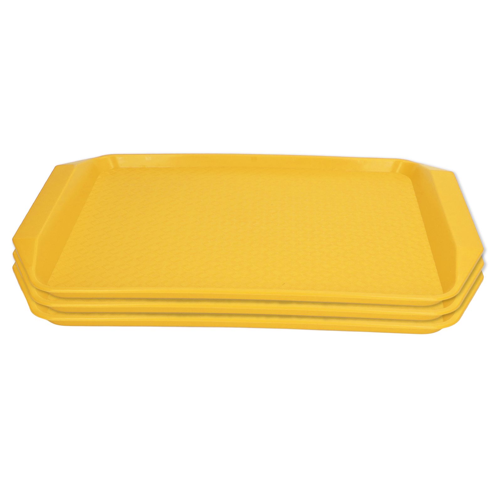 3PCS Colorful Food Tray Rectangle Thickened Binaural Plastic Tray Heat Resistance Stackable Cafeteria Trays for HotelYellow - Image 1